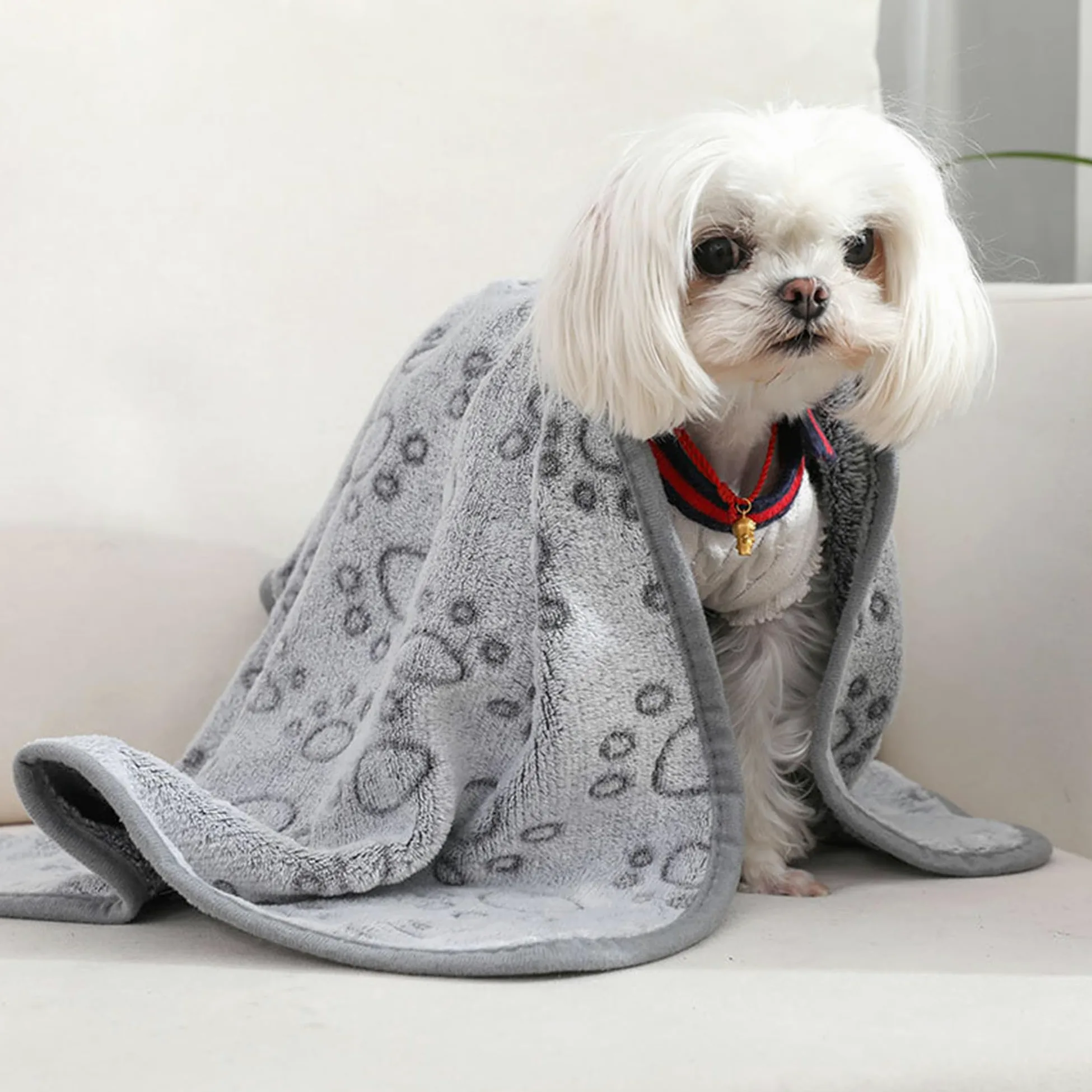 Confezione da 2 coperte per animali domestici di grandi dimensioni, con stampa di zampe, morbida coperta calmante per cani e gatti, calda coperta per dormire, divano, letto, divano (200 x 160