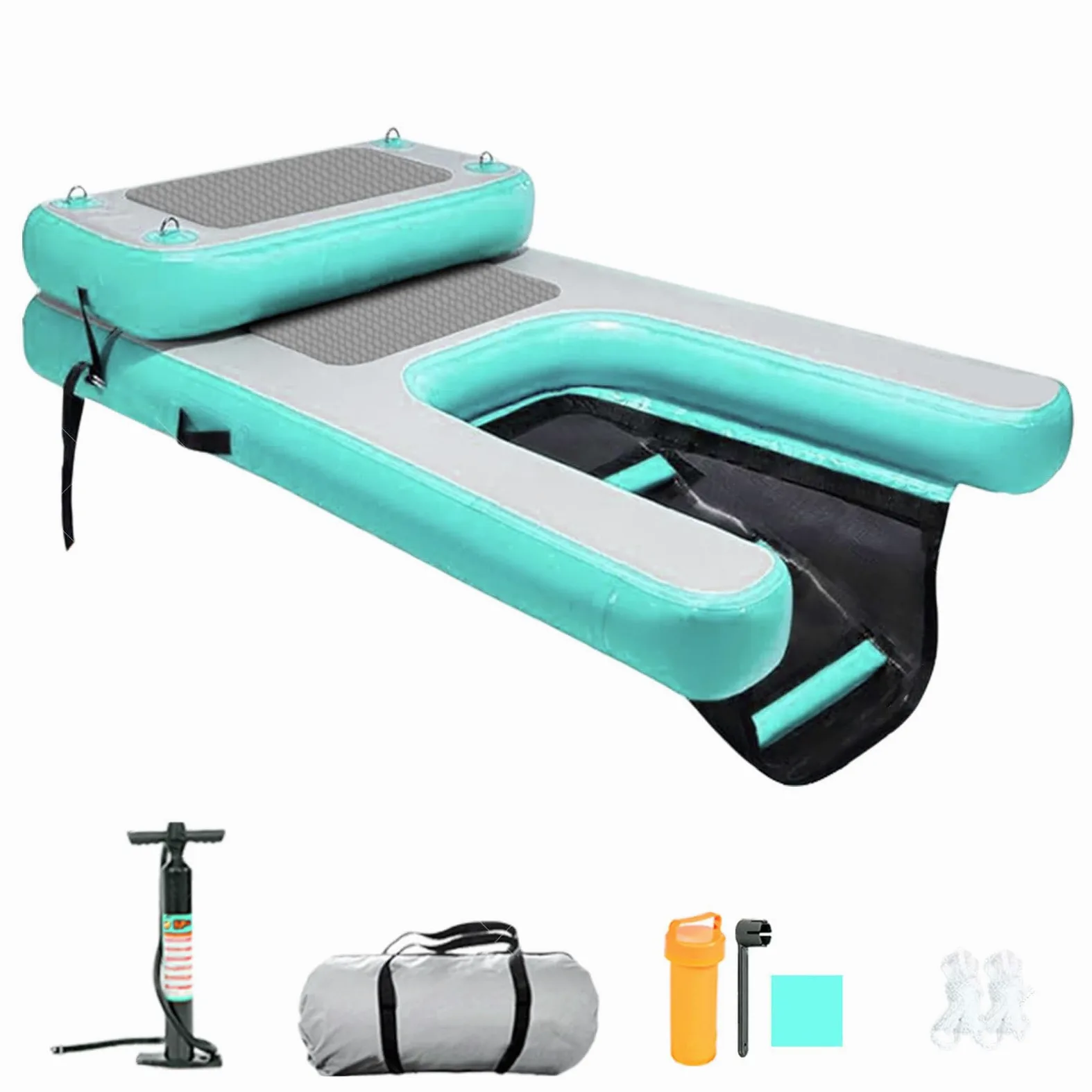 Rampa gonfiabile per cani, pieghevole e portatile, soluzione di accesso all'acqua per animali domestici, include pompa, corda e kit di riparazione per una facile uscita dalla piscina o dal molo