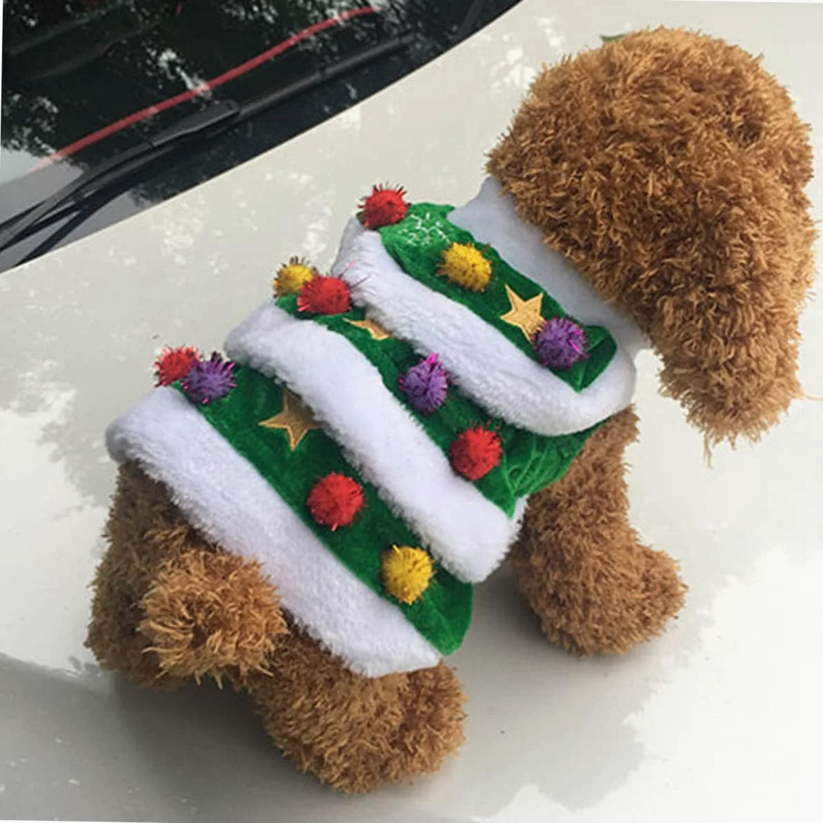 HMJGDHX 2 Pezzi Abito per Cani a Forma di Albero di Natale Vestiti per Animali Domestici per Natale Confortevole Felpa con Cappuccio Calda per Costume da Festa per Cani Abito Festivo per Animali