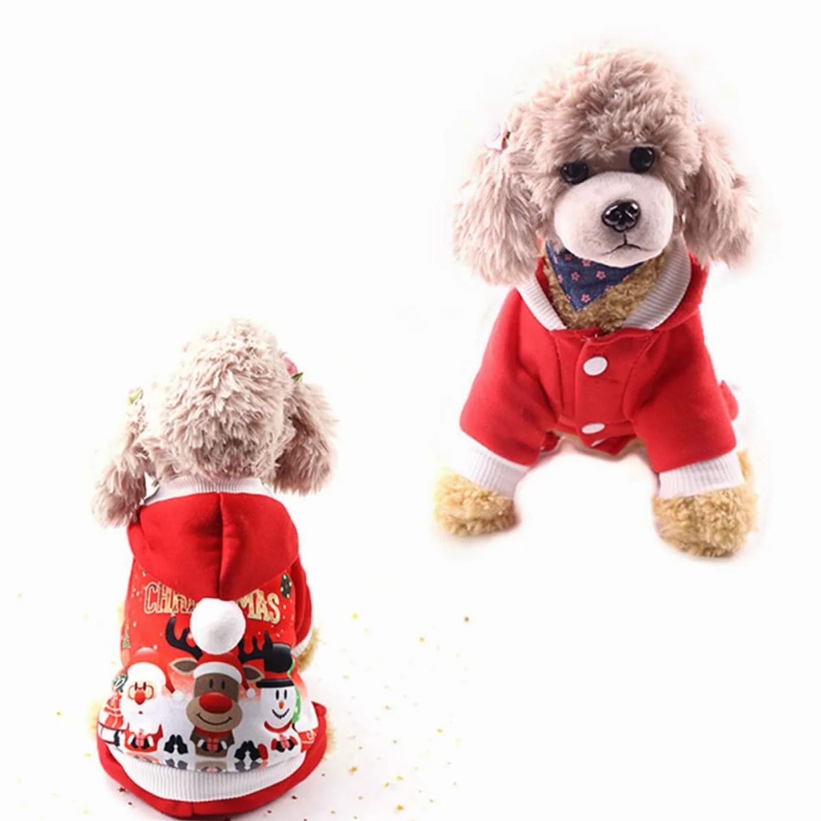 Mipcase 3 Pz felpa con cappuccio per cani di babbo natale per cani costume da cane natalizio abbigliamento natalizio costume di natale giacca per animali domestici di Natale rosso