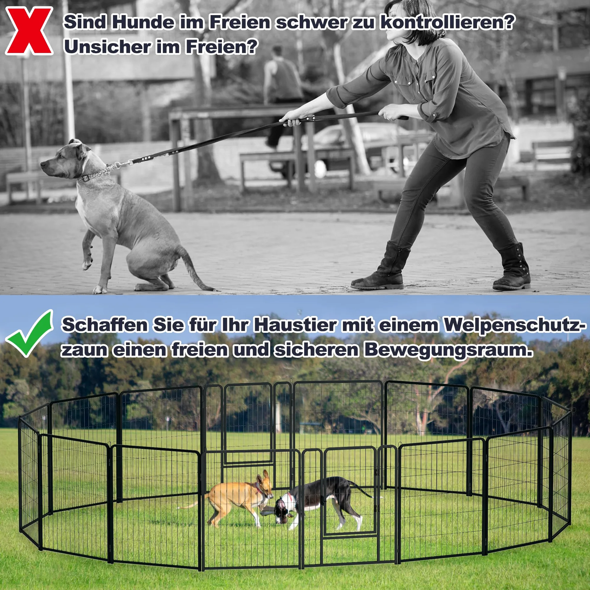 UISEBRT Recinzione per cuccioli con porta, box per cani, flessibile, pieghevole, per cani, gatti, cuccioli, conigli (65 x 80 cm, 12 pezzi)