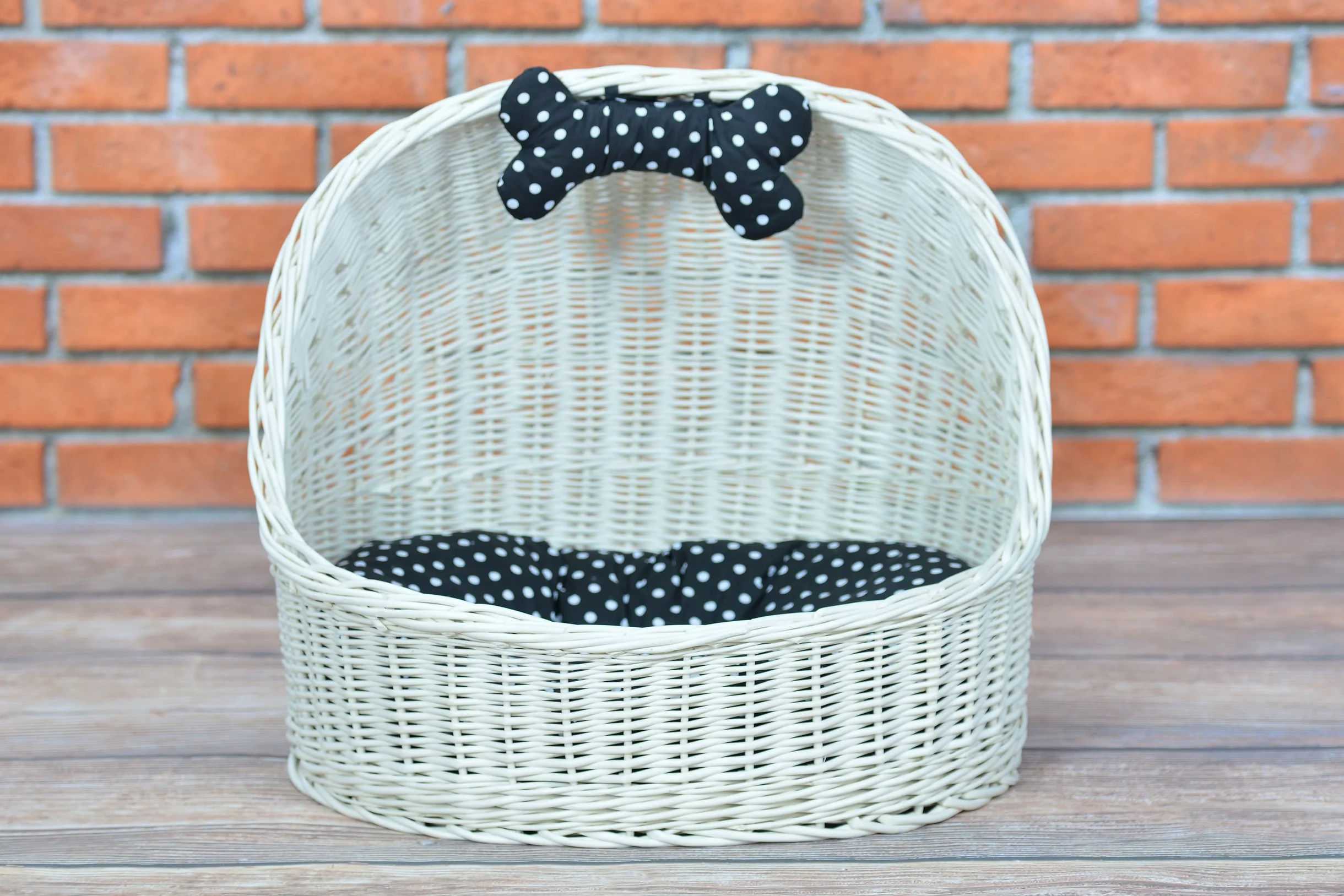 Katzenkorb 497 Cestino per Cani e Gatti in Vimini, Crema_Beige, 60 x 46 x 48 cm