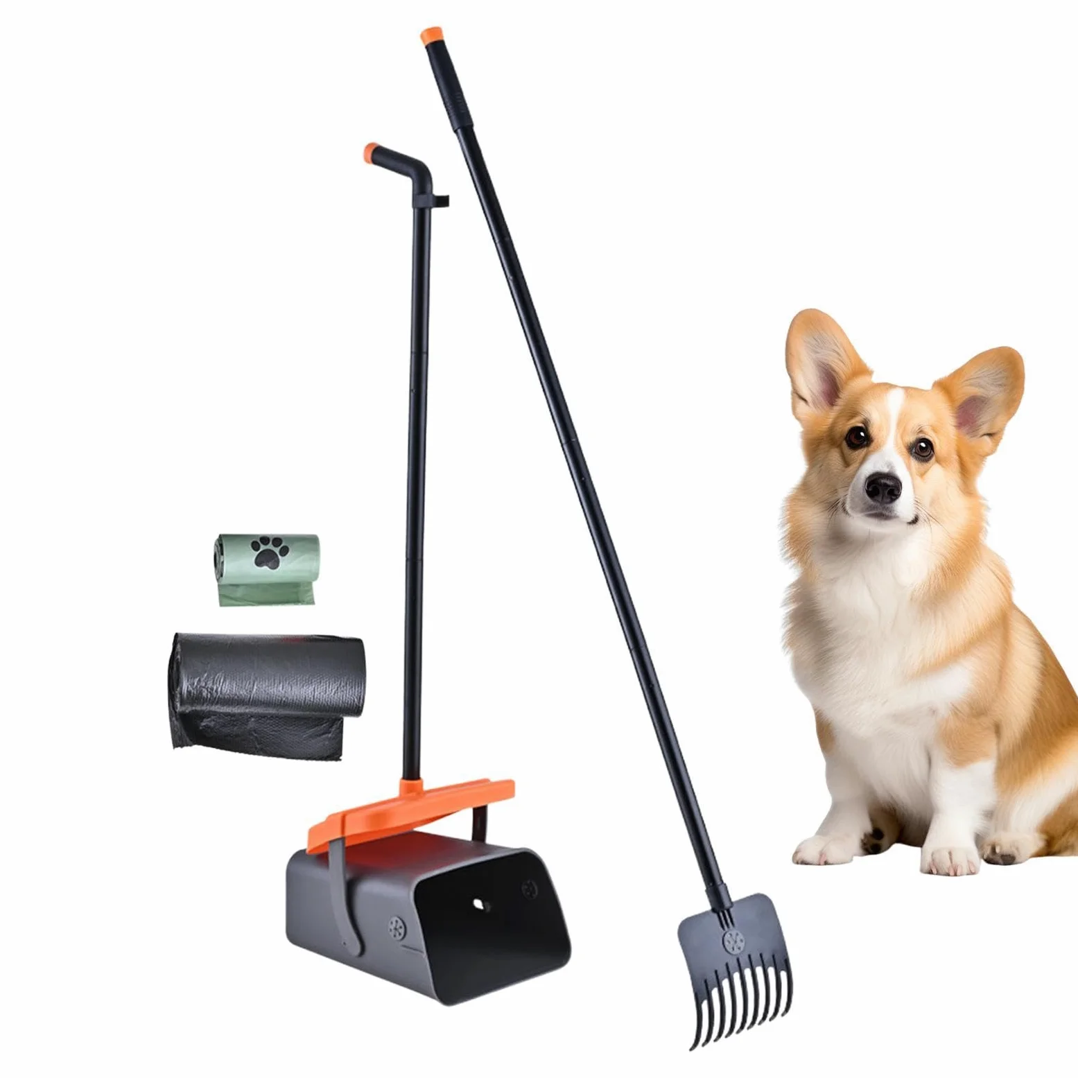 Generico Raccoglitore escrementi gatto Pala feci con manico lungo da cani | Raccoglitore Di Lettiera Da Animali Regolabile Utilizzazione domestico cortile prato viaggio campeggio escursione e picnic