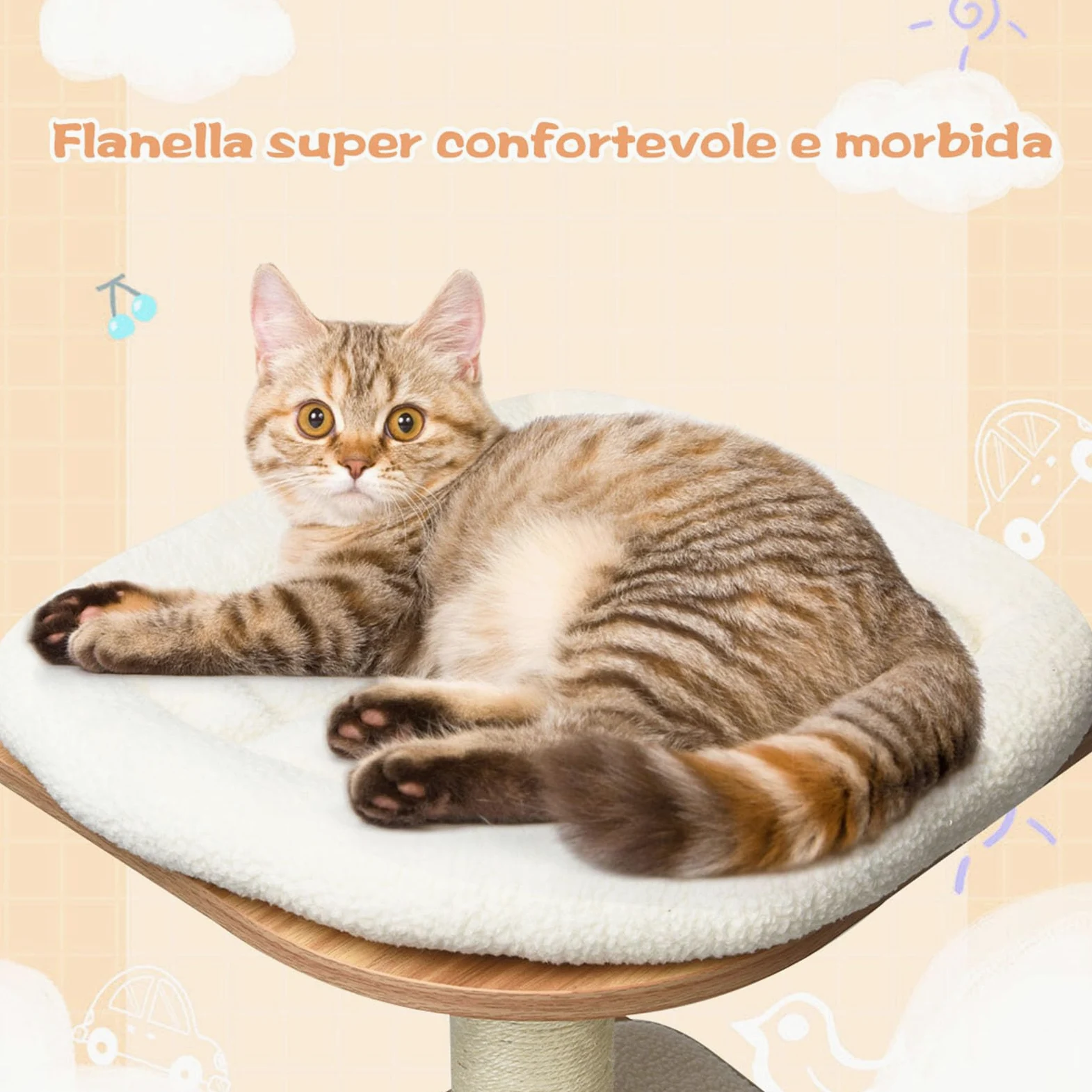 COSTWAY Tiragraffi per Gatti 176cm, Albero per Gatti Adulti XXL con Corda Sisal, Cuccia, Piattaforma e Cuscini, 86,5 x 86,5 x 176cm, Nero e Naturale