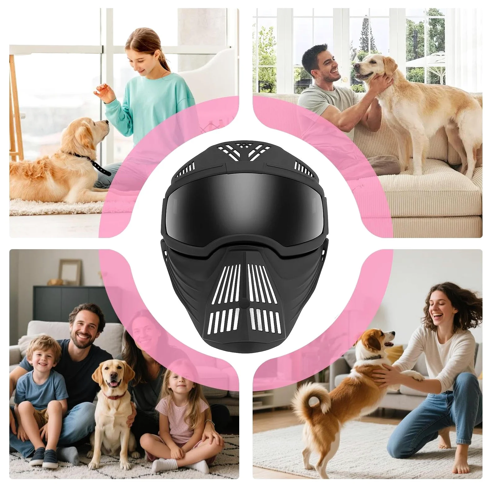 Occhiali Da Sole Per Cani Protezione Antiappannamento E Copribocca | Occhiali da Sole Regolabili Antivento e UV per Cani Per Muso Completamente Coperto Taglia Medio Grande