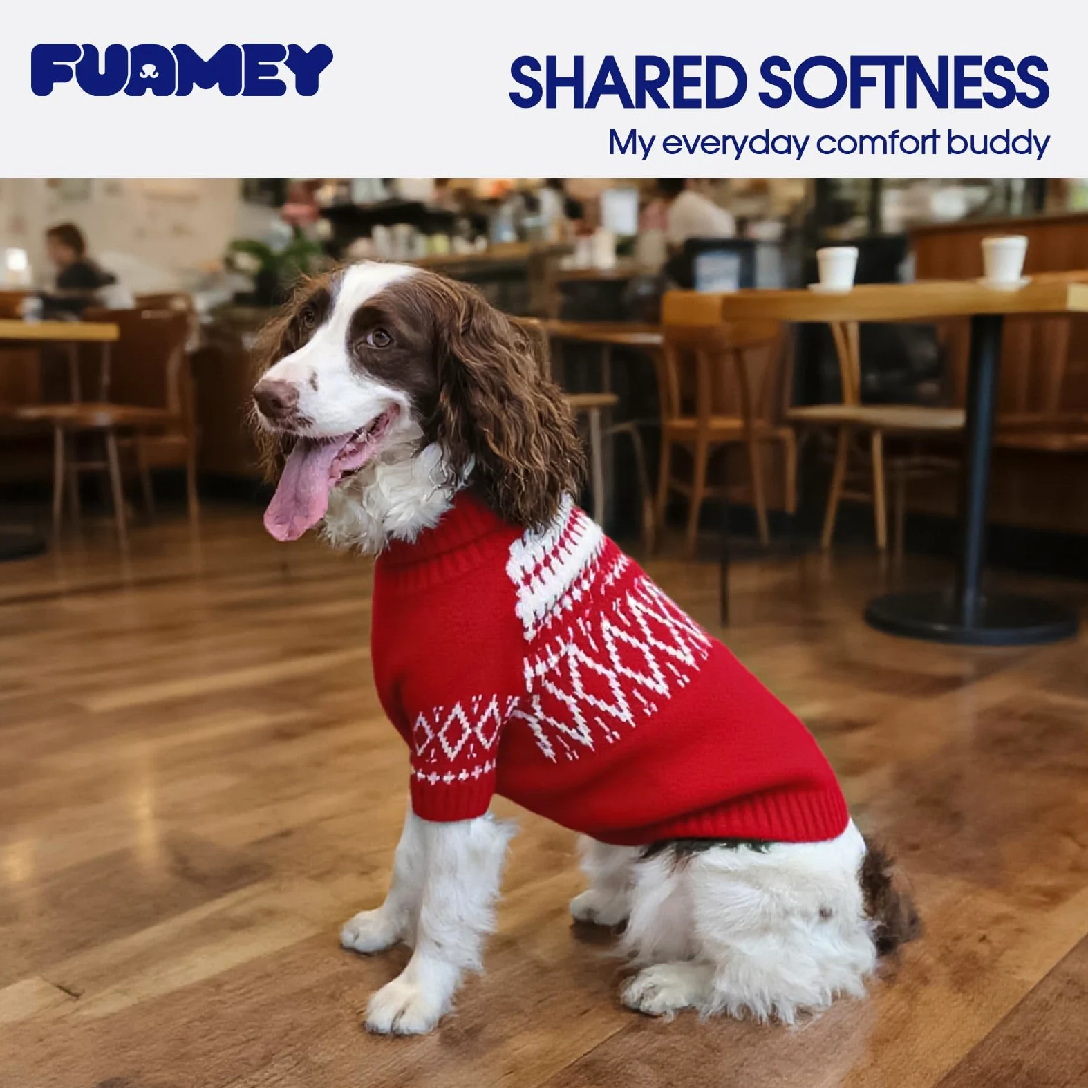 FUAMEY Maglione per cani, extra large, morbido maglione natalizio lavorato a maglia per cani, comodo maglione in pile per cagnolini, caldo abbigliamento invernale a collo alto per il freddo, vestito