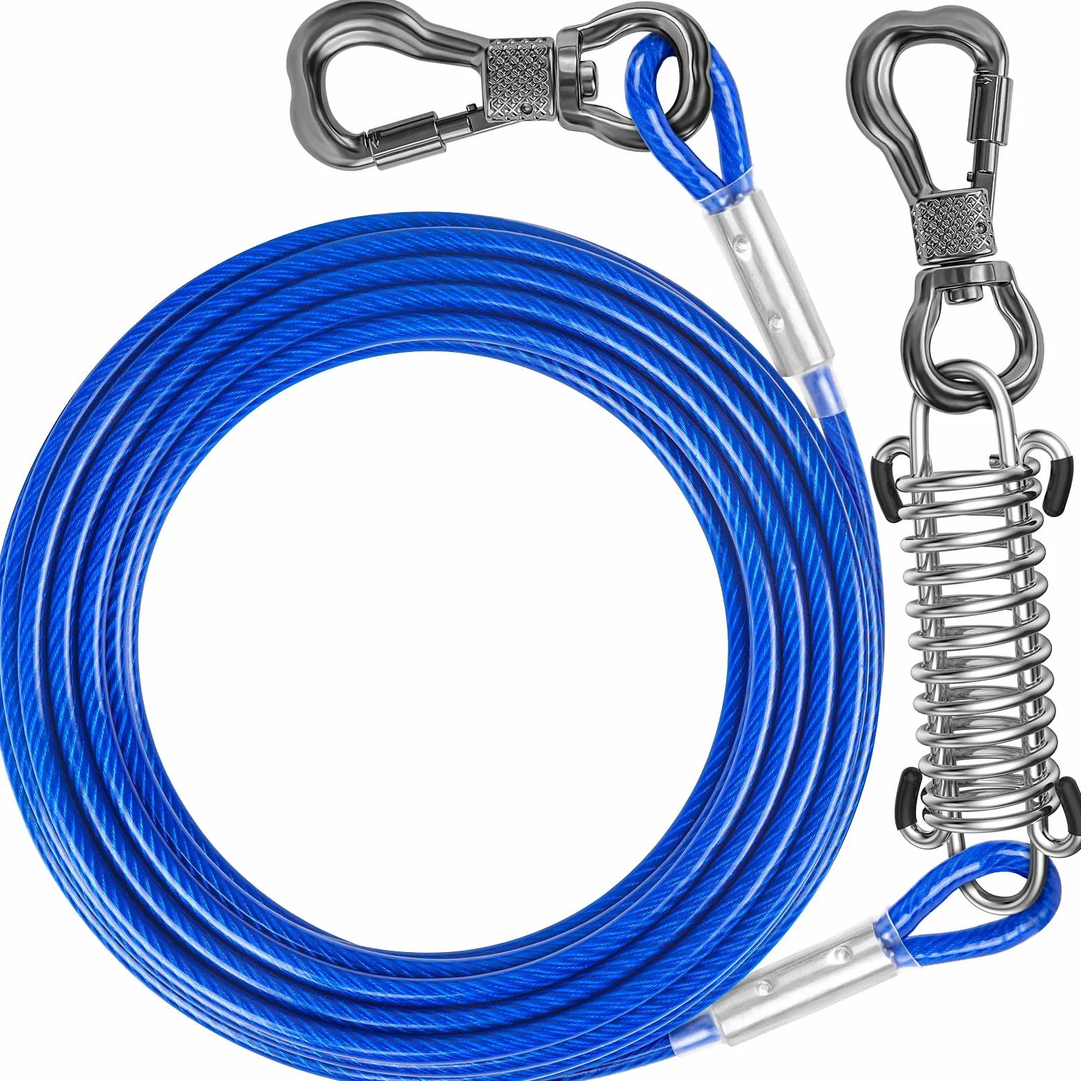 Tresbro Cavo per cani da 12,2 m, resistente catena per esterni, con gancio girevole a molla, per cani di taglia media e grande fino a 226,8 kg