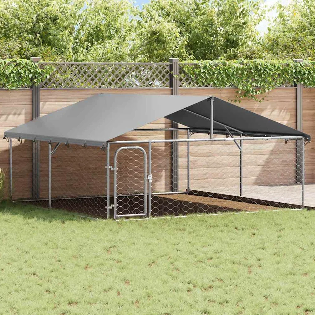 Cuccia esterna con tetto, 300 x 300 x 150 cm | Acciaio zincato, tetto in polietilene impermeabile, porta con chiavistello, rete ventilata, per cani, galline, conigli