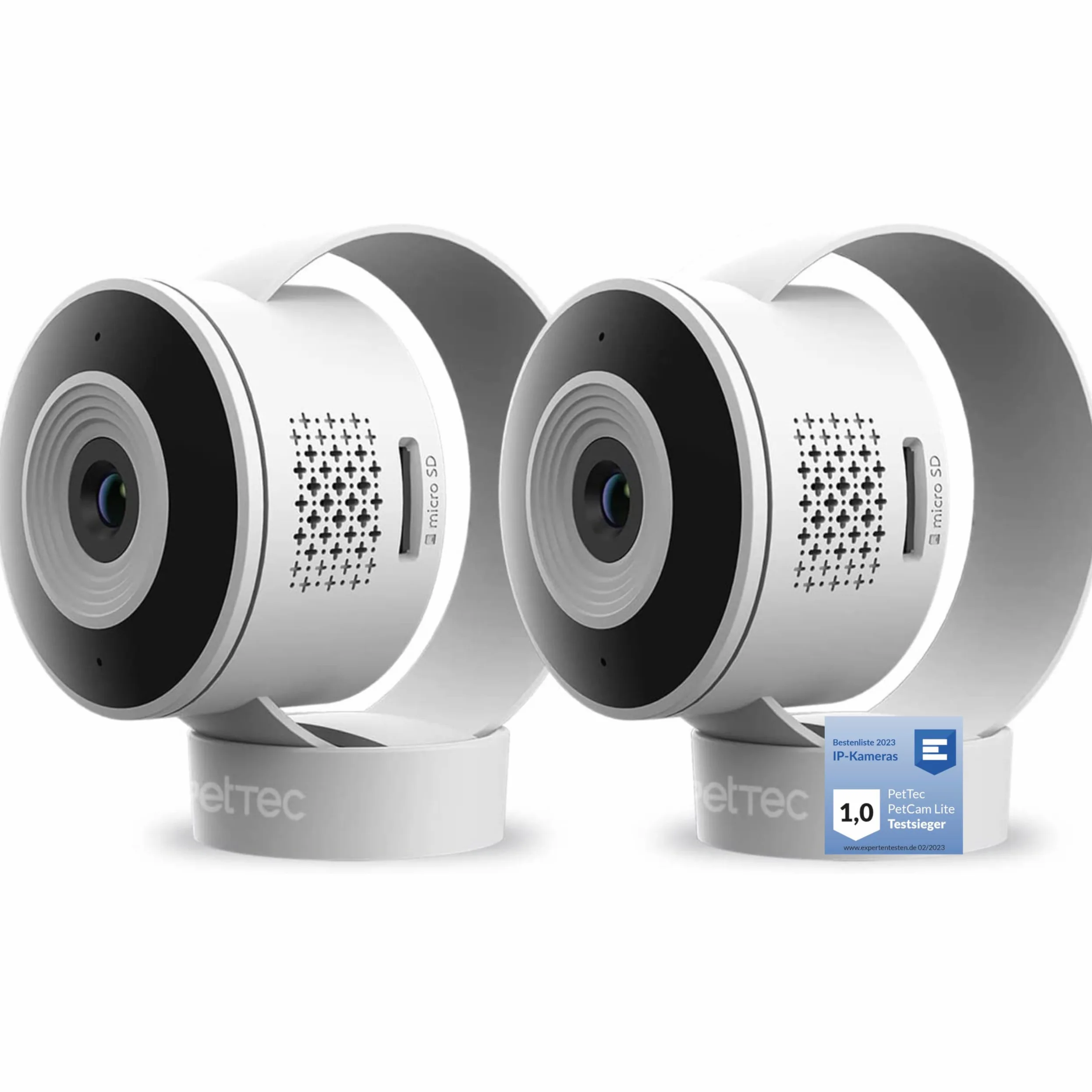 Set di 2 telecamere PetTec Cam Lite | Telecamera di sorveglianza per animali domestici con app, rilevatore di movimento e trasmissione su cellulare | Fotocamera WiFi | Telecamera WLAN per interni con