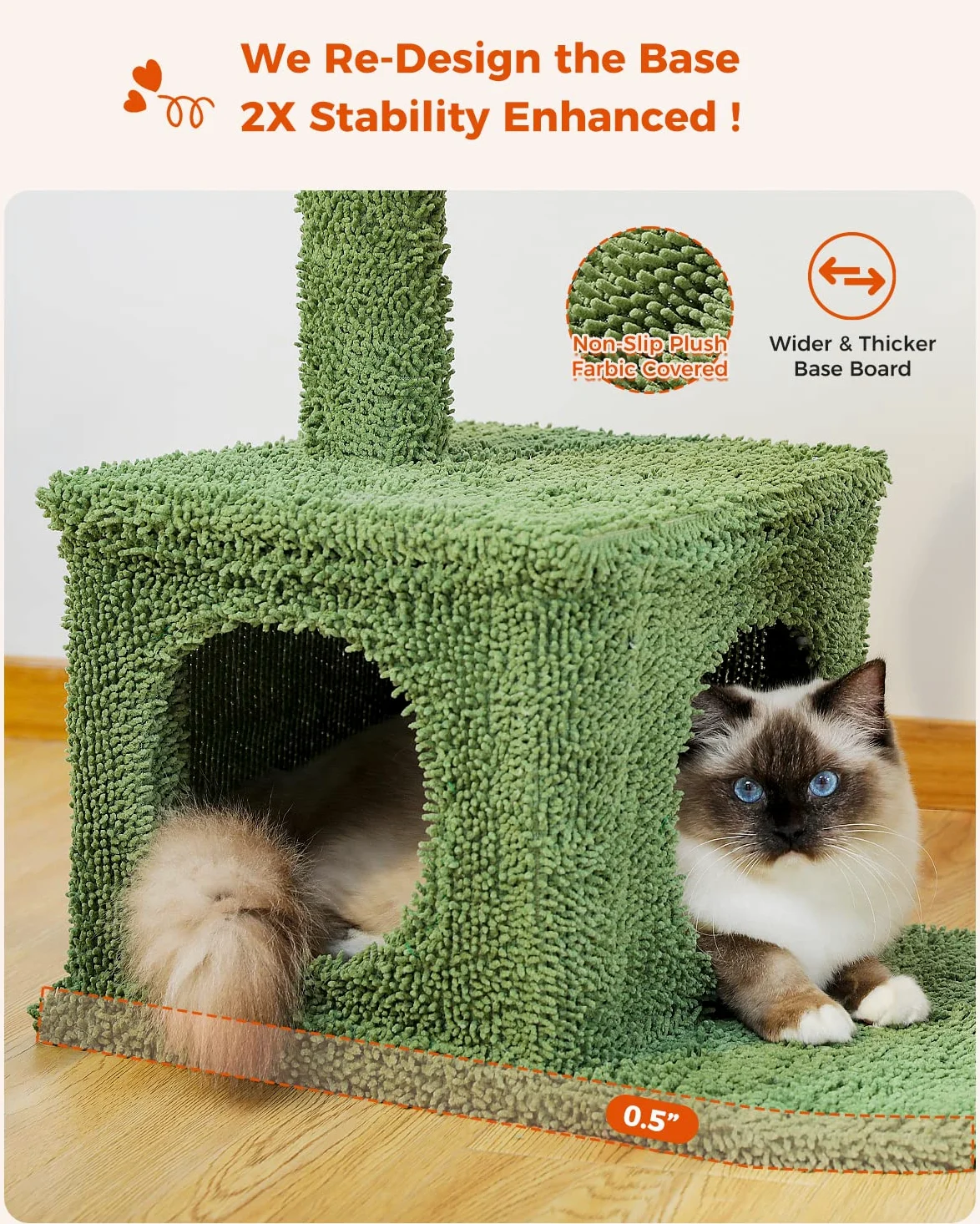 PAWZ Road Albero tiragraffi a forma di cactus per gatti interni, tiragraffi per gatti, torre da gioco per gatti con amaca, 102 cm, AY401-AMT0195GN
