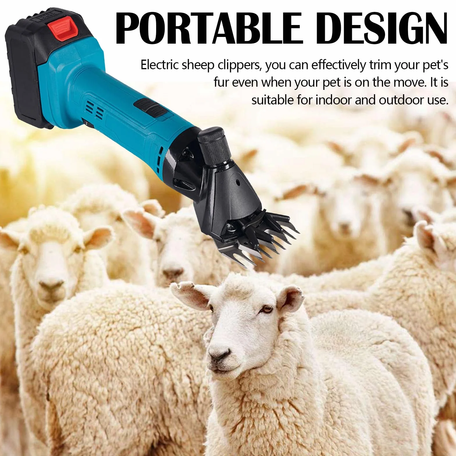 Tosatrice per Pecore, 3000 Mah Professionale Tosatrice per Pecore Tosatrices Elettrica A Batteria 6 Velocità Regolabili con 2 Batterie per Pecores Capre Alpaca E Bovini (13 Denti Dritti )