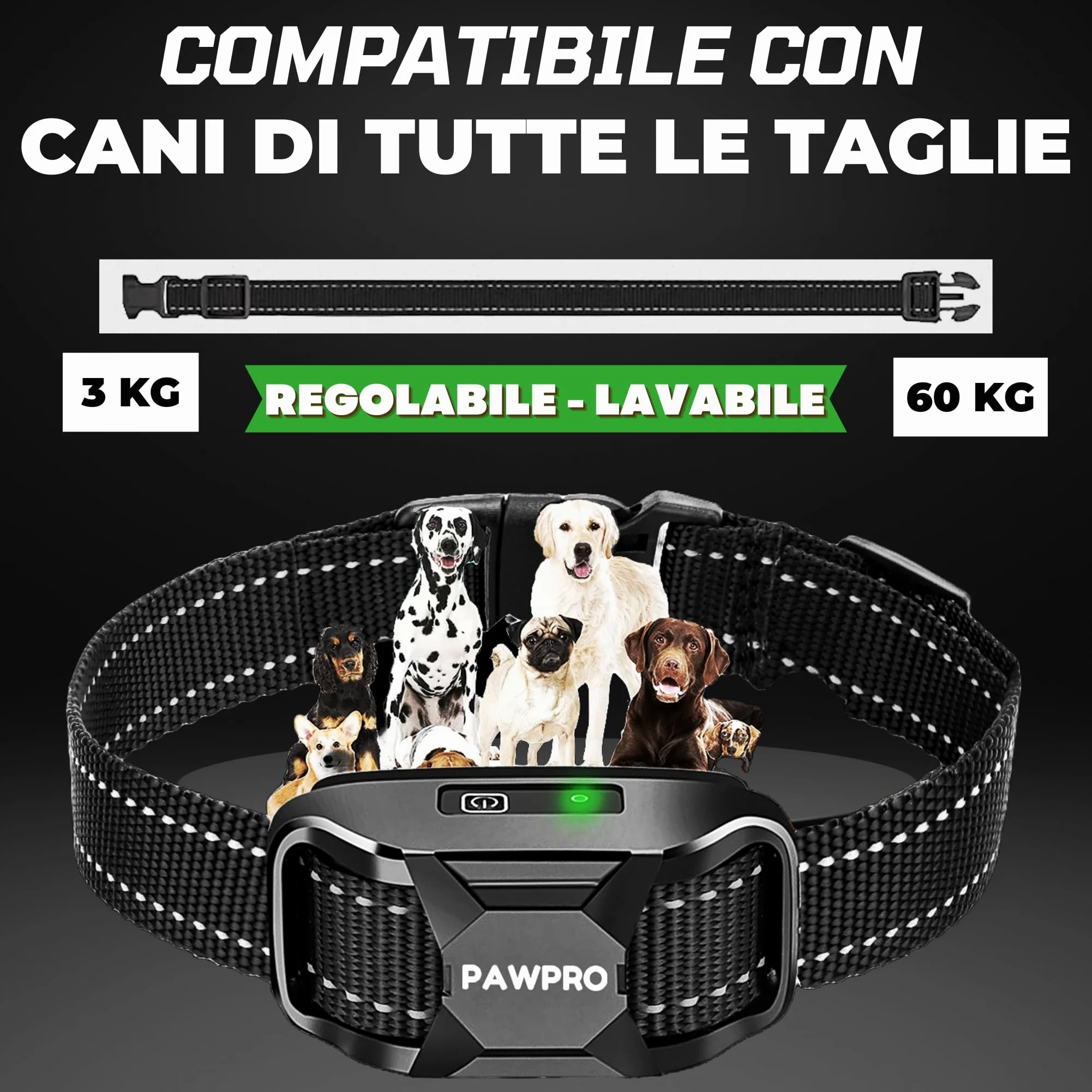 PAWPRO Collare da Addestramento per Cani | Portata XXL di 3000 m | Conforme Nuova Legge Benessere Animali 2024 | 3 moda Beep, Vibrazione, Boost Vibrazione | Per cani di Tutte le Taglie | Manuale IT