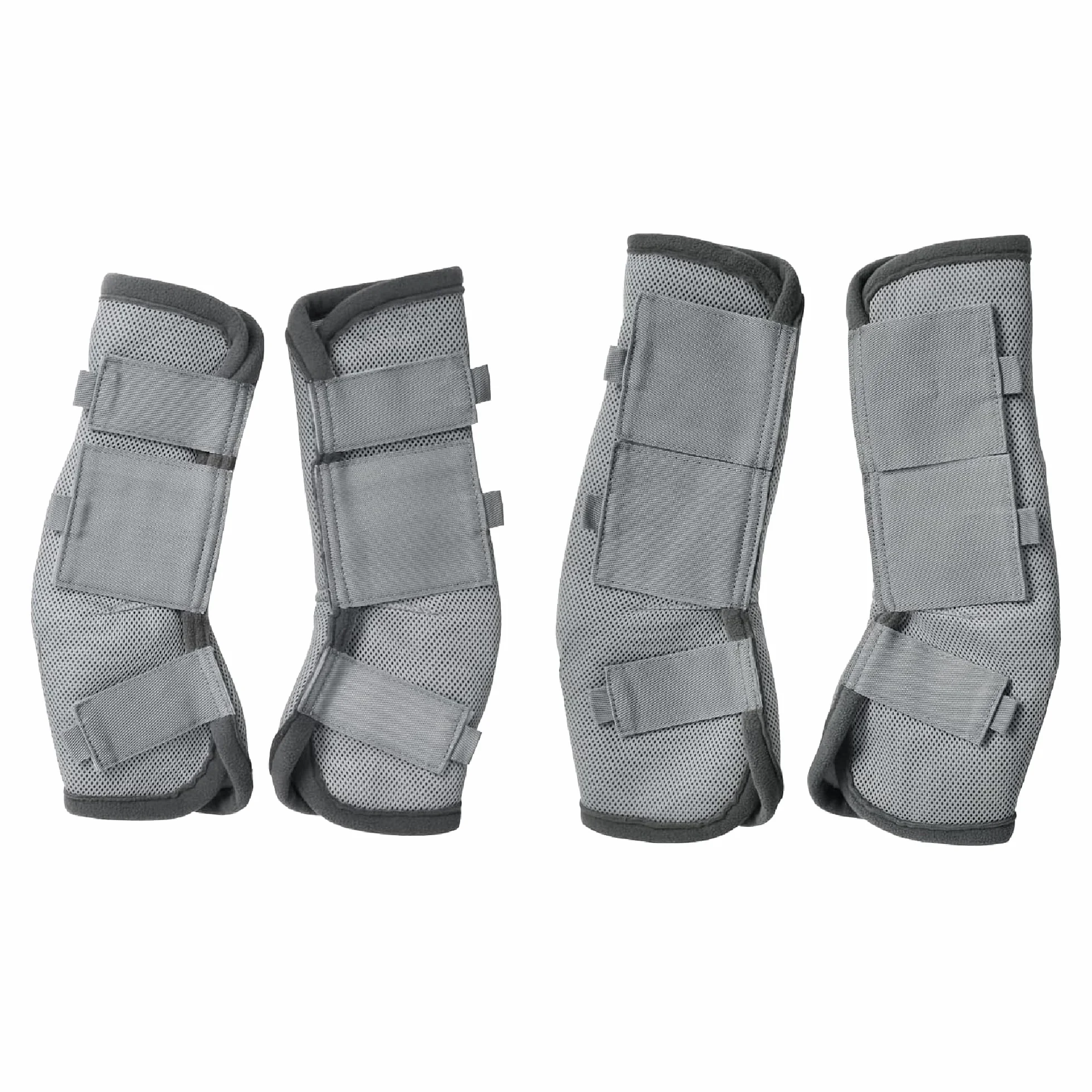 Ghette anti-mosche per cavalli, set di 4 pezzi, riducono i colpi di zampe, velcros rinforzati, rete traspirante, non sfregano, per pascolo e stalla, grigio largo