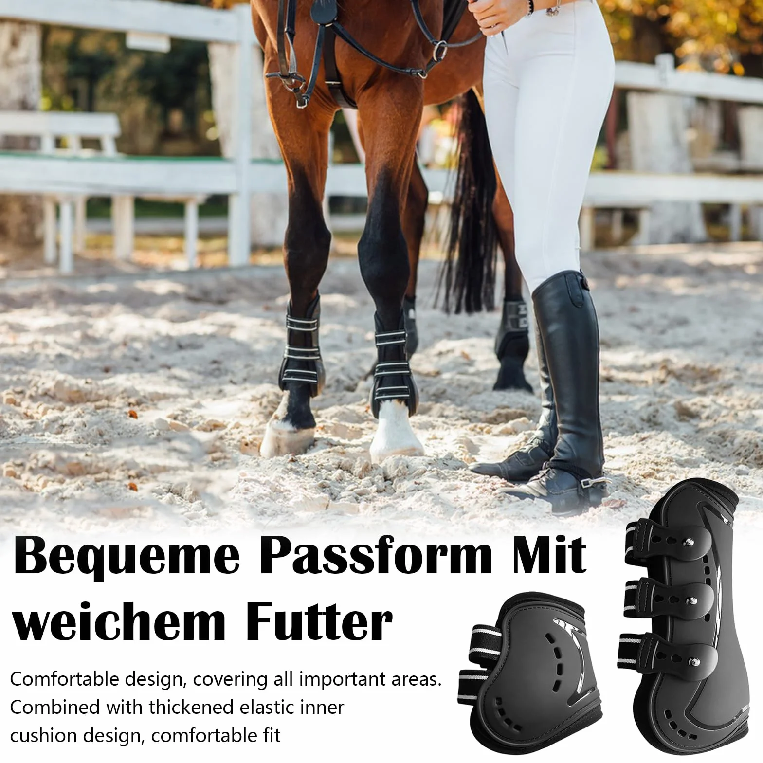 Set di Tendine per Cavallo, Horses Stinchiere Mesh Boots Set 4 Pezzi,Stivali per Gambe da Cavallo,Ghette da Salto,Cavallo Anteriore Posteriore Gamba Shock Absorbing Show Competition Leg Protection,L