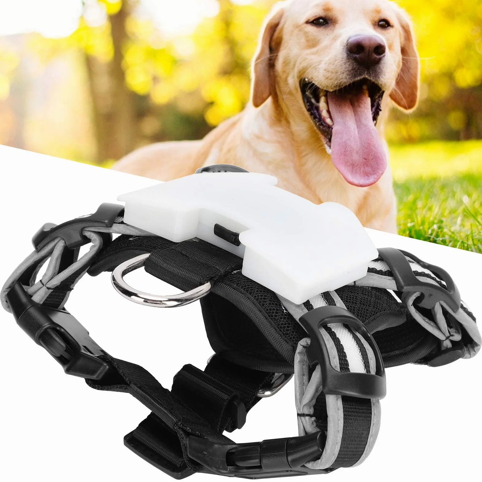 Pettorina per Animali Domestici a LED con Strisce Riflettenti Regolabili, Ricarica USB di Sicurezza Notturna per Cani, Struttura in Poliestere Resistente, 1 unità (S)