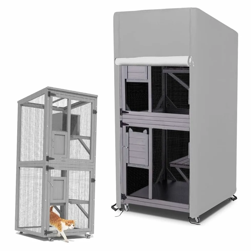 Outdoor - Casetta per gatti con porta avvolgibile antivento (160 x 84 x 181 | Materiale resistente ai raggi UV, previene crepe, protegge dallo sporco, prolunga la durata