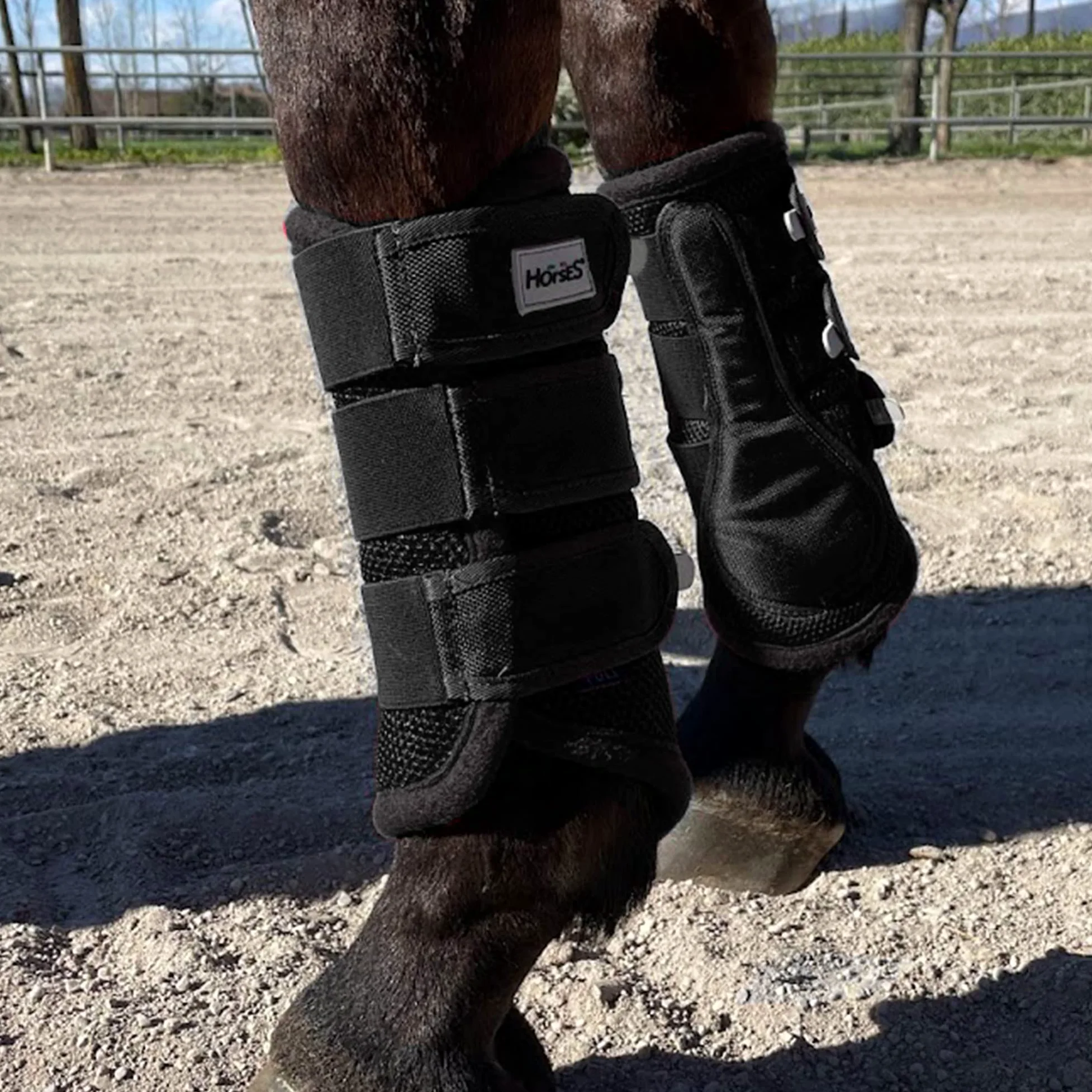Horses Stinchiere Mesh Boots Set 4 Pezzi, Set Protezioni da Equitazione per Cavallo, Morbido e Resistente, Massima Protezione da Traumi e Fiaccature