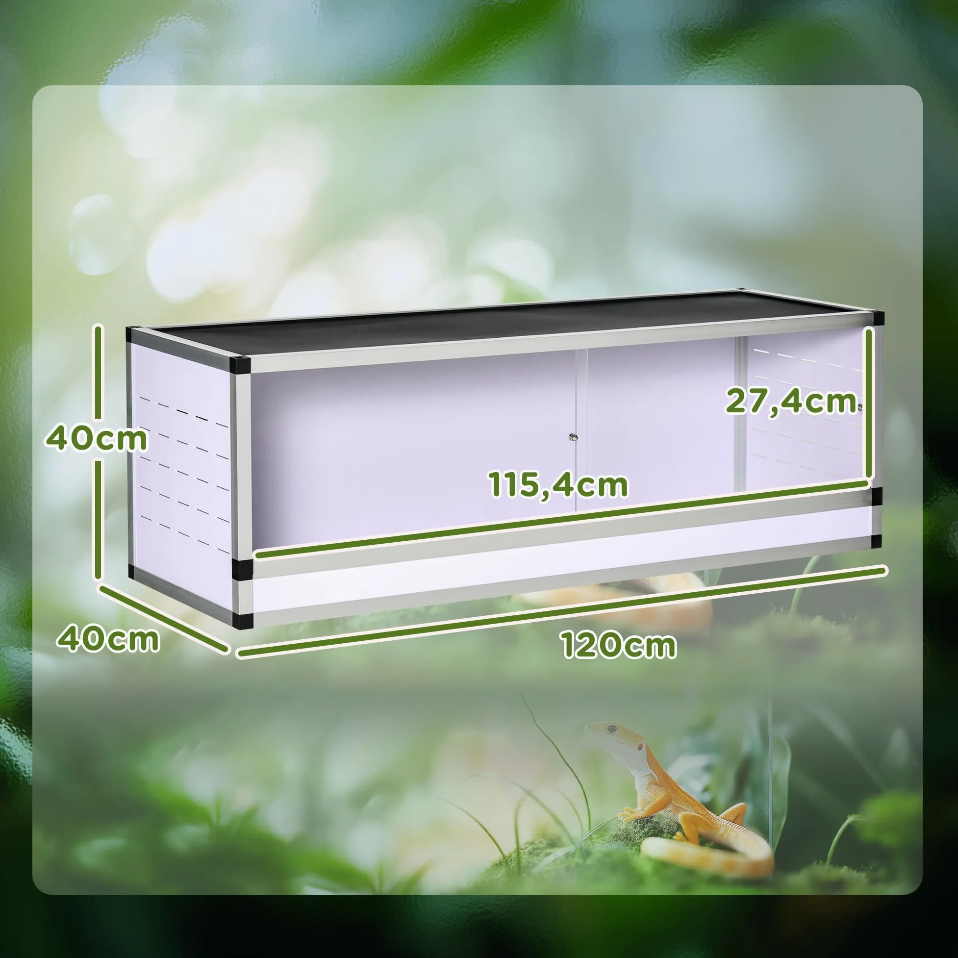 Terrario in alluminio per rettili anfibi aracnidi PawHut terrario a rete per l'allevamento di rettili bianco+argento+nero 120 x 40 x 40 cm