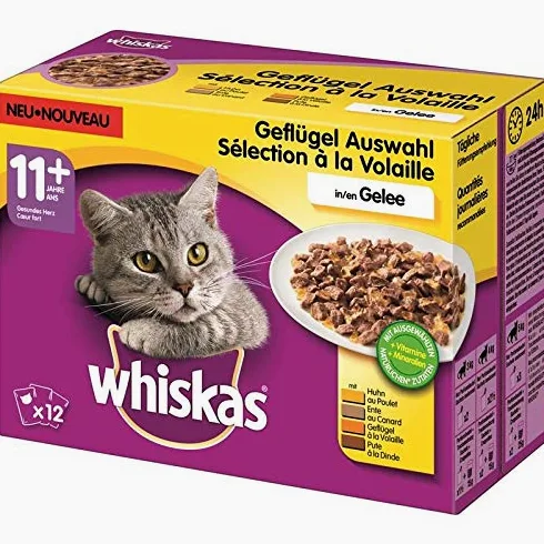 whiskas Multipack 11+ gelatina a selezione di pollame | 48 x 100 g cibo per gatti