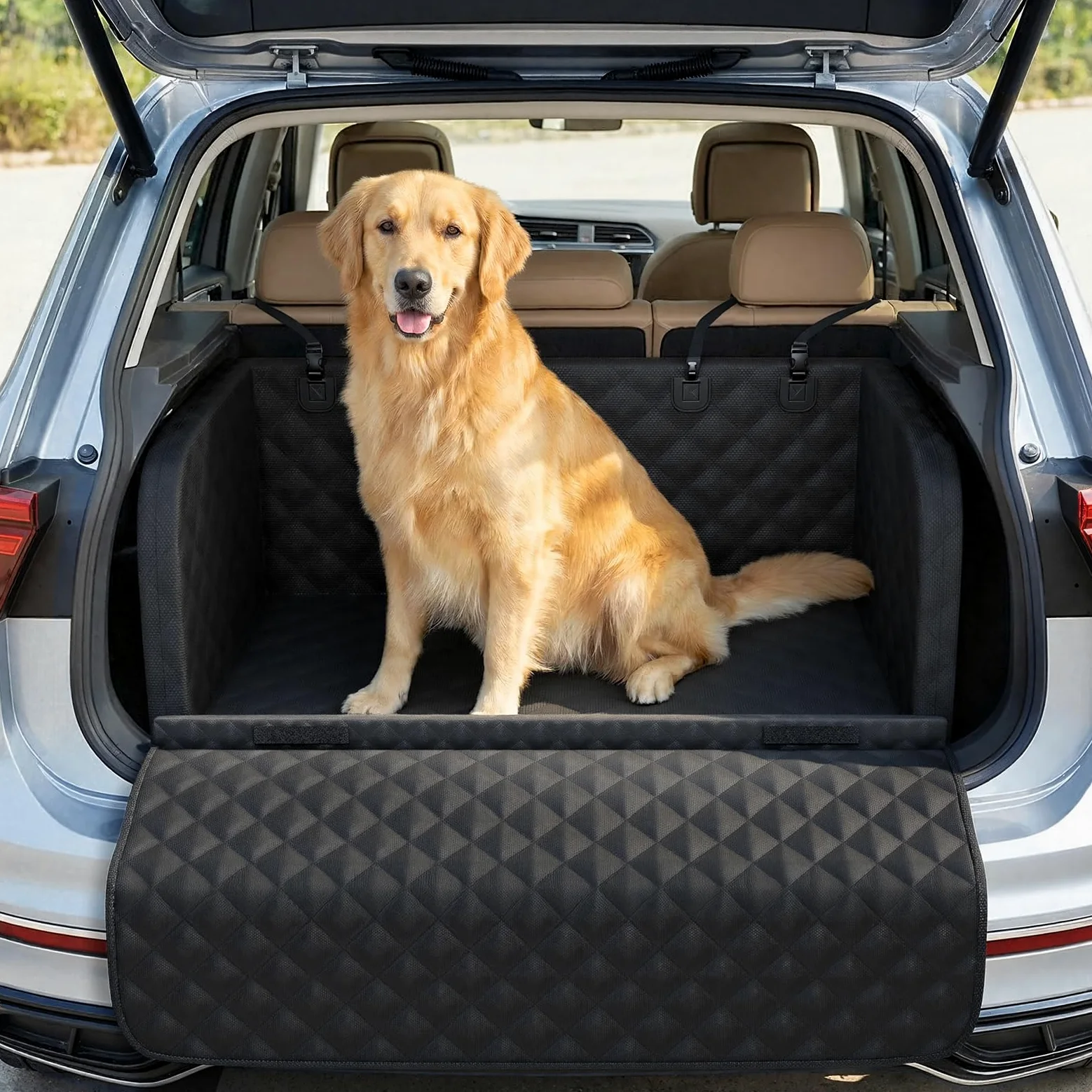 Pecute Telo Auto per Cani Protezione Bagagliaio Copertura, Protezione anticollisione in spugna, Telo Cane Auto Bagagliaio per SUV