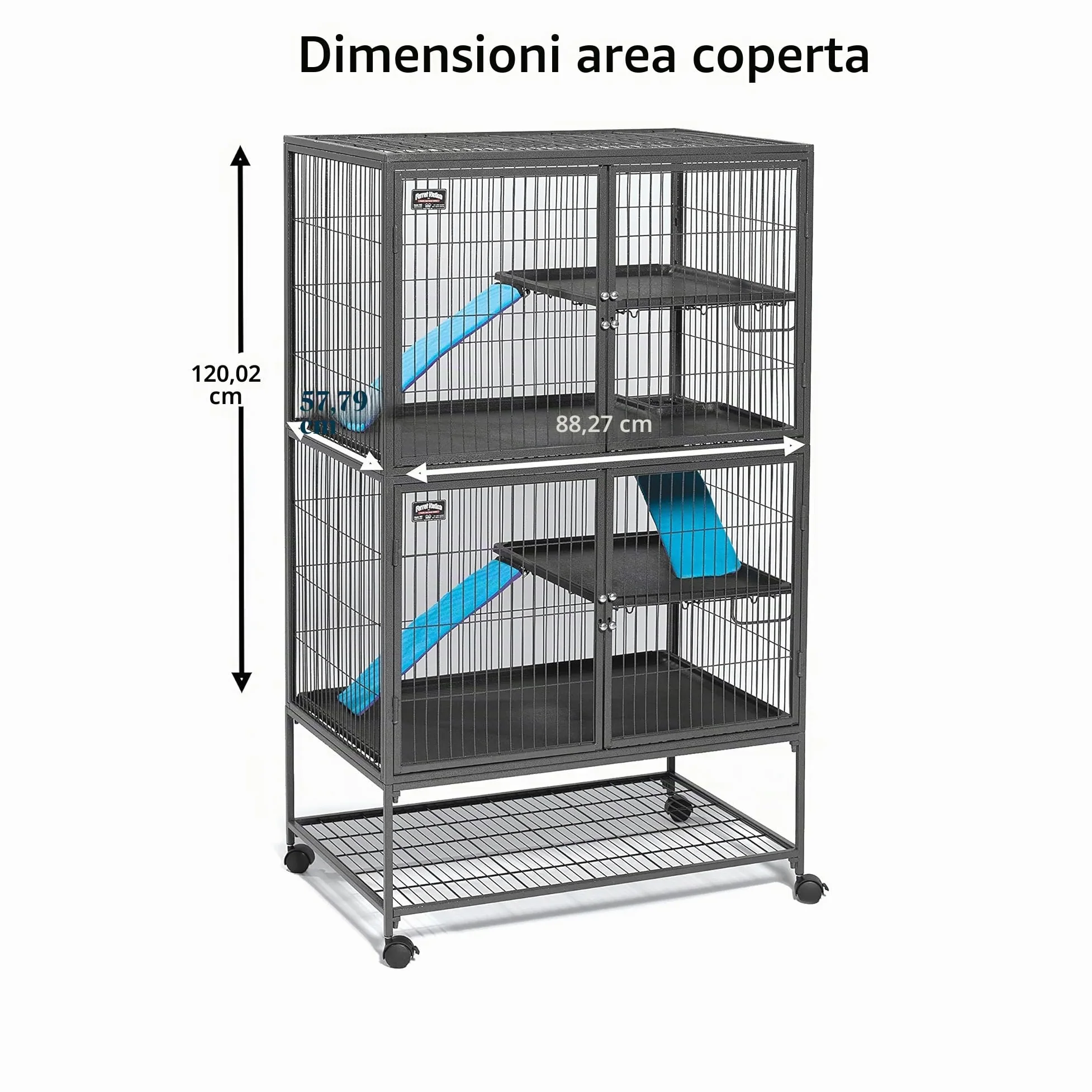 MidWest Homes for Pets Ferret Nation, gabbia doppia per piccoli animali, 4 ripiani, include padelle, mensole, rampe e coperture, per furetti e piccoli animali