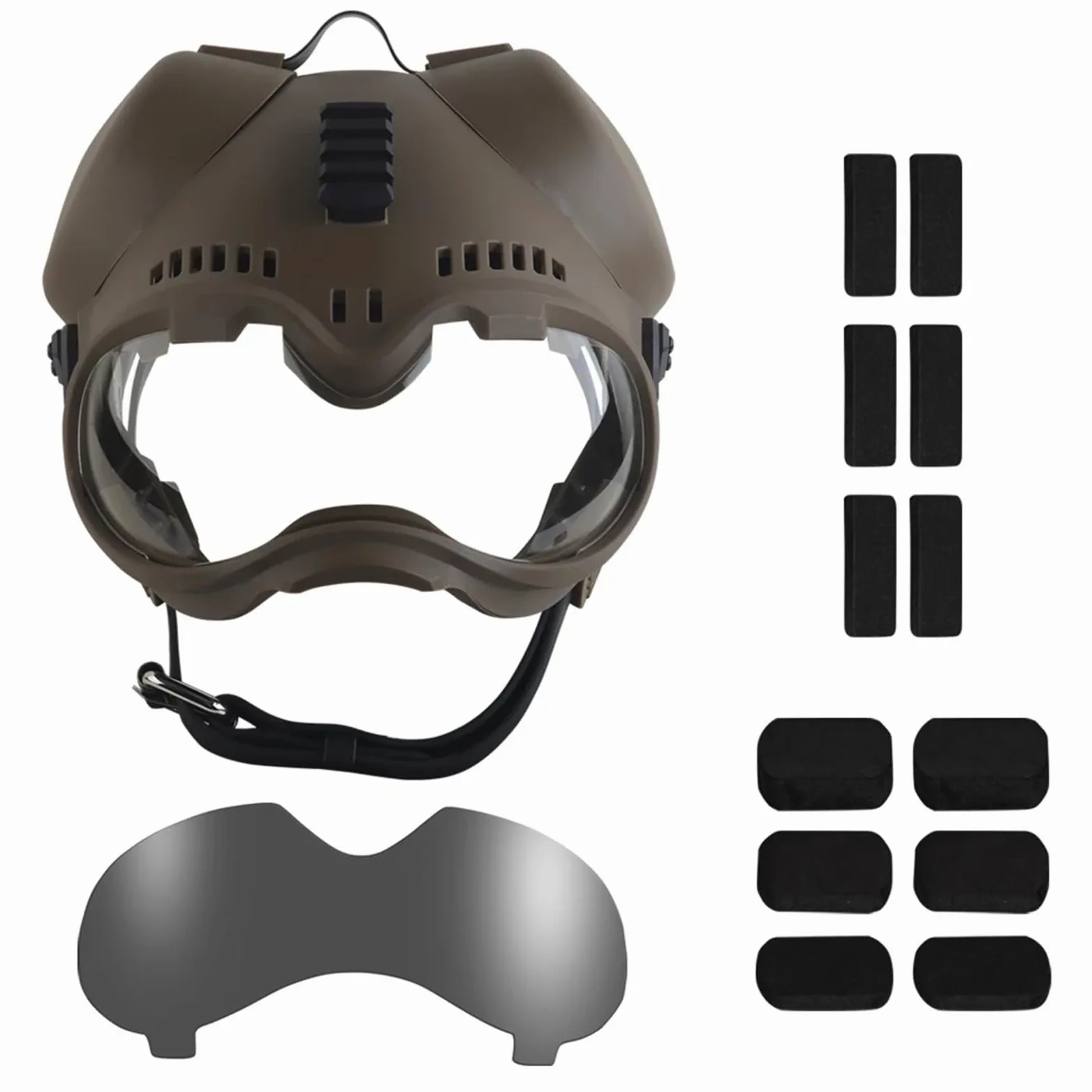 Casco tattico K9 per cani con occhiali per K9 e cani da lavoro militari con protezione per le orecchie rimovibile sulla parte superiore