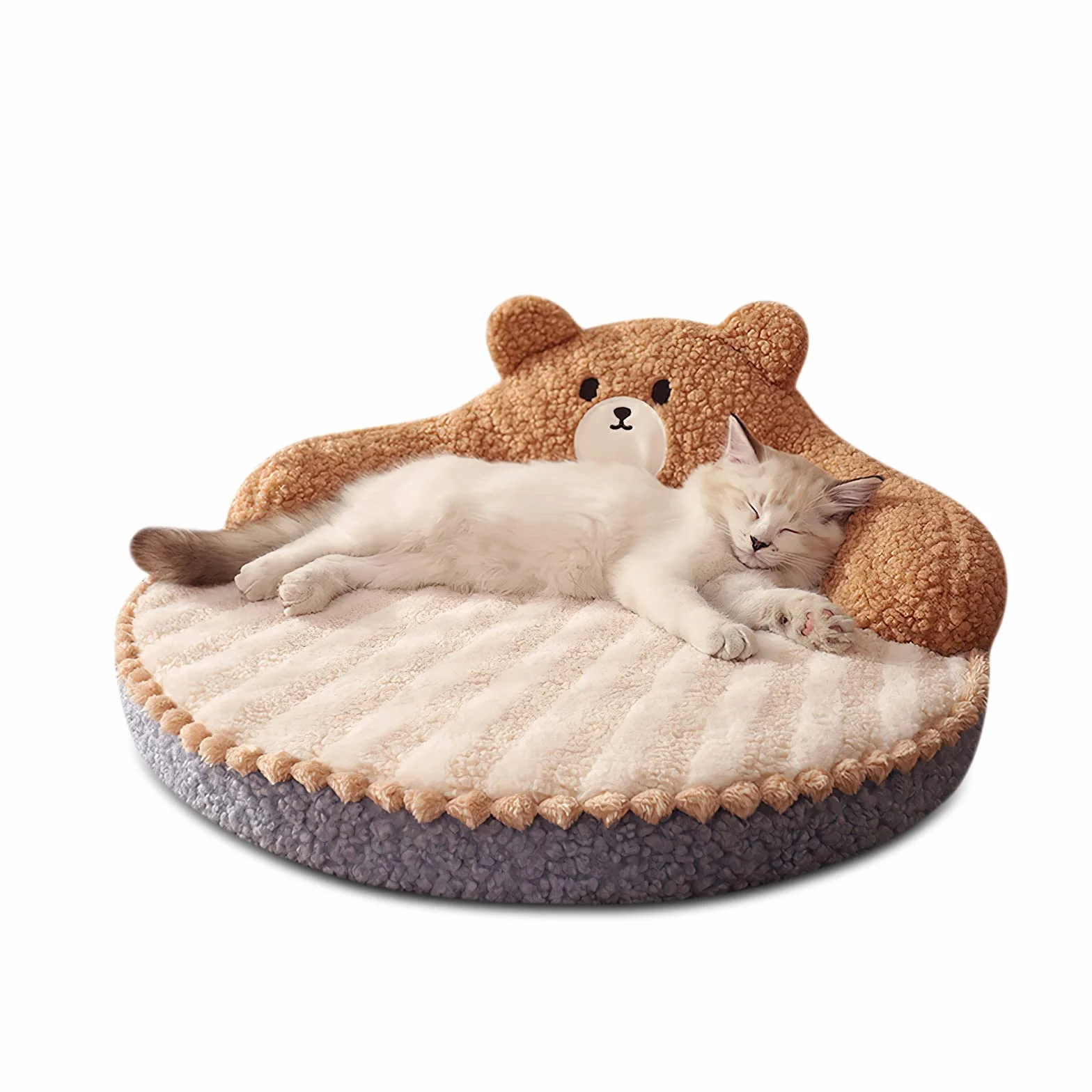 Galatée Letto Rotondo Per Gatti e Cuccioli, Per Animali Domestici Caldo e Confortevole, Cuccia Rimovibile e Lavabile, Divano Da Esterno e Da Interno(Marrone)