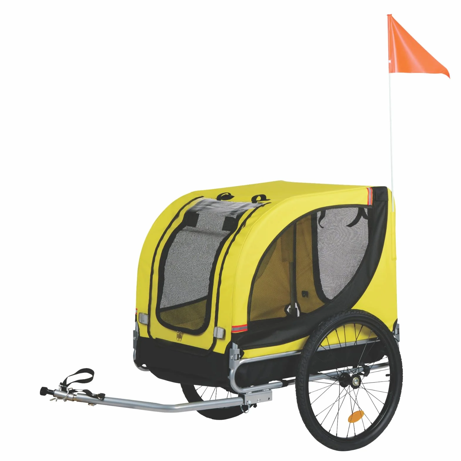 Dunlop Carrello per Bici Max. 40 KG - Rimorchio Bici Cani Pieghevole a Piatto - Facile da Montare - Rimorchio Bicicletta Copertura Antipioggia - Ruote Gonfiabili Rimovibili