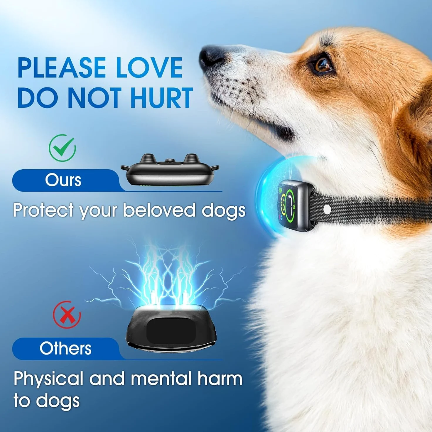 Collare Antiabbaio per Cani, Collare Intelligente con 7 Livelli di Sensibilità, Vibrazione e Suono, Adatto a Cani di Piccola, Media e Grande Taglia.