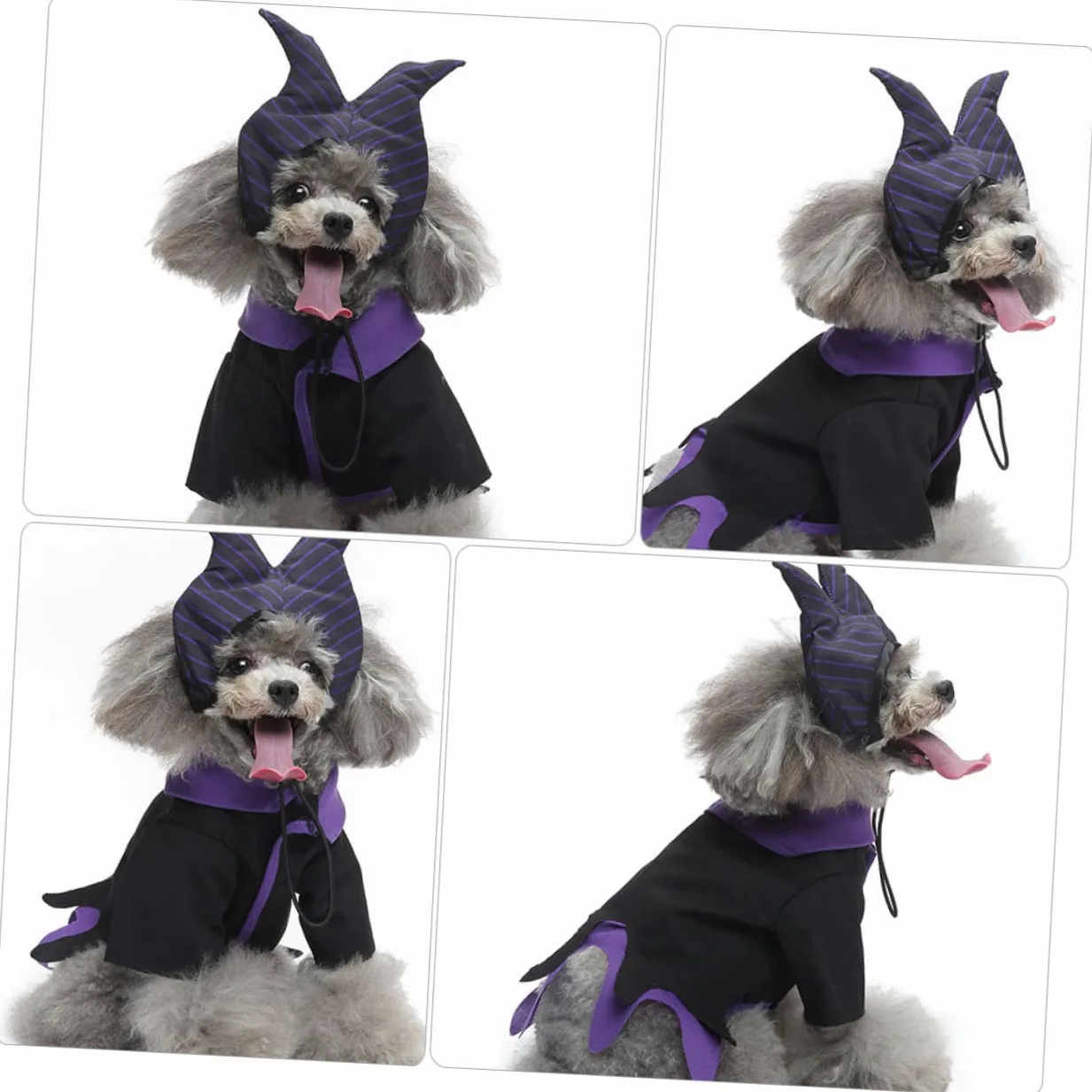 Mipcase 2sets Costume Per Cani Con Elementi Da Strega Abbigliamento Cosplay Per Feste Di Halloween Veste Divertente e Unica Per Cani e Gatti Materiale Traspirante e Confortevole