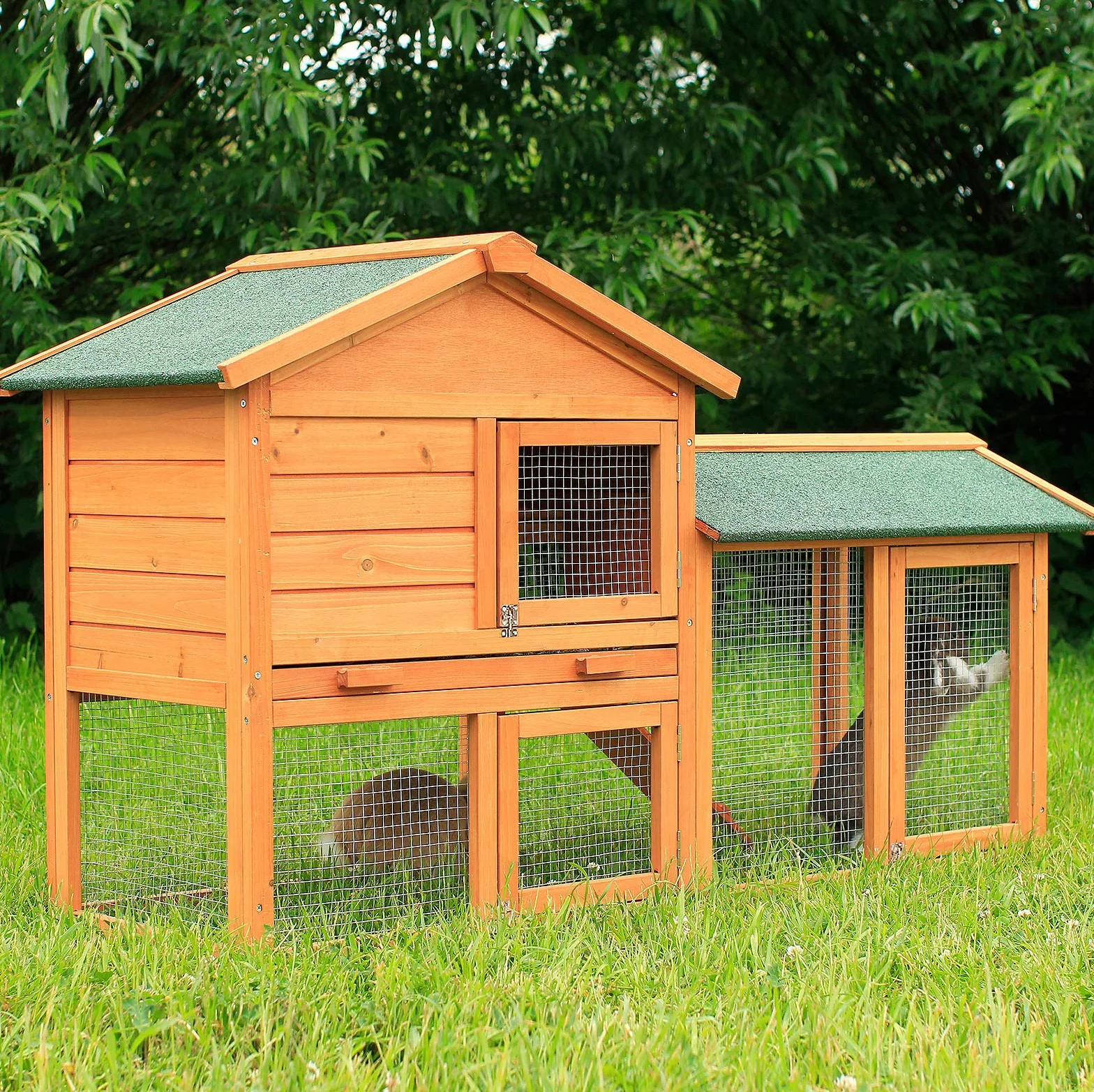 lionto Gabbia Coniglio Legno Casetta Animali da Compagnia Gabbia Esterno 147x52x85 cm