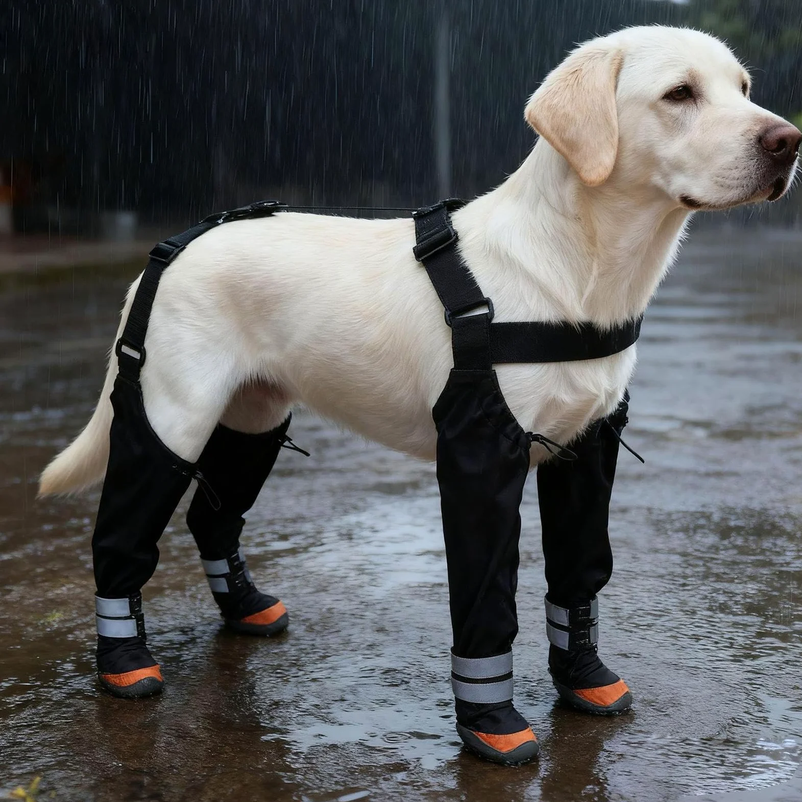 Stivaletti Regolabili per Cani Impermeabile Antiscivolo Protettivo | Pantaloni da Neve Antiscivolo Regolabili con Striscia Riflettente per Pioggia Neve Inverno Cani Cuccioli