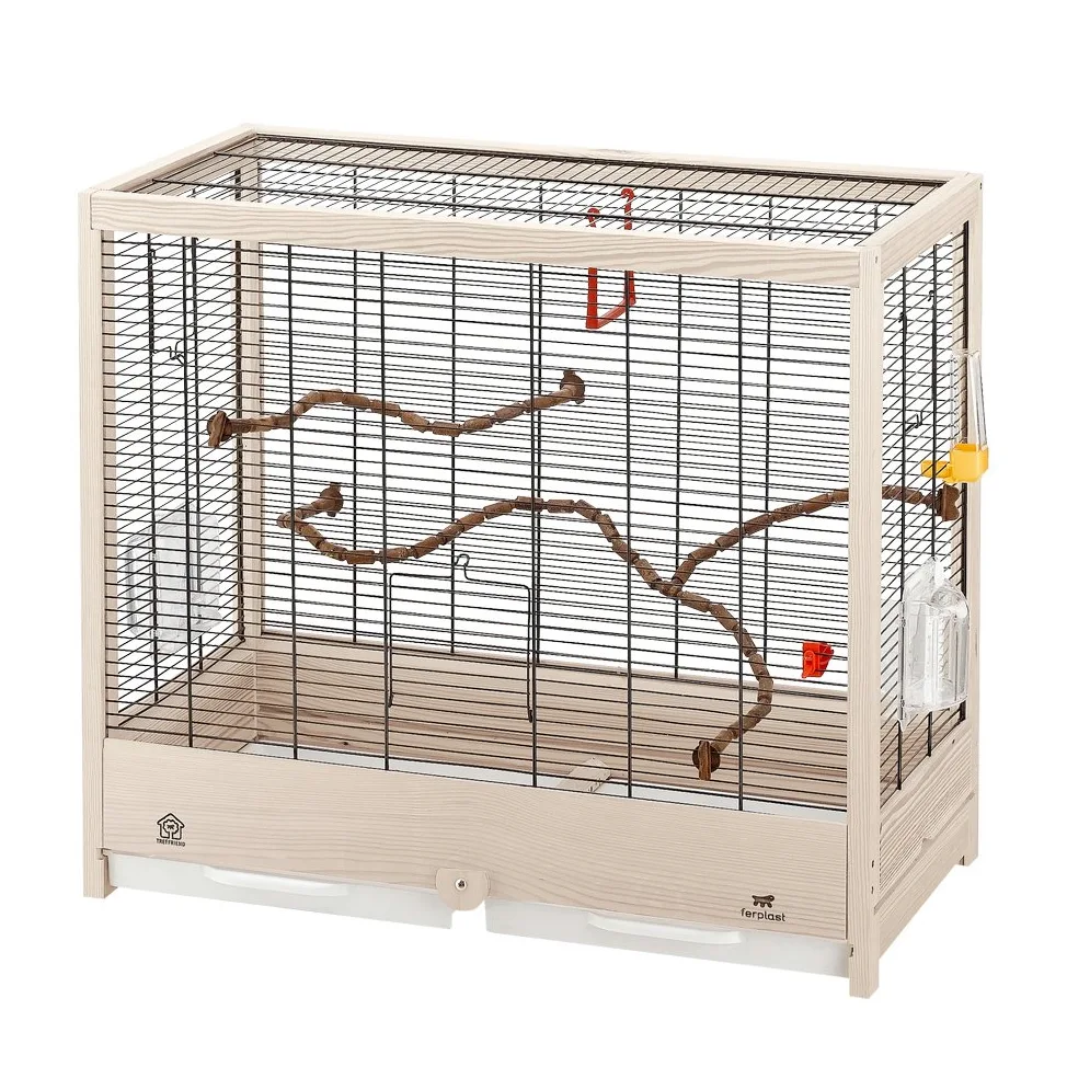 Ferplast Gabbia per Uccelli in legno FSC GIULIETTA 5, GabbiaCanarini, Cocorite e Uccelli esotici, Accessori inclusi, 69 x 34,5 x h 58 cm