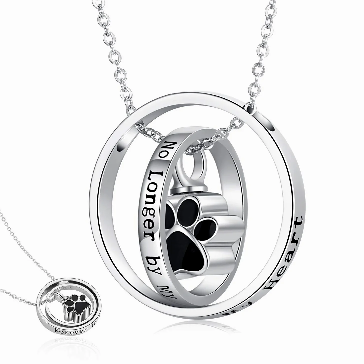 Collana con urna per ceneri in argento Sterling 925, con stampa di margherita/zampa di cane, ciondolo commemorativo per cremazione, gioiello per donne e amiche