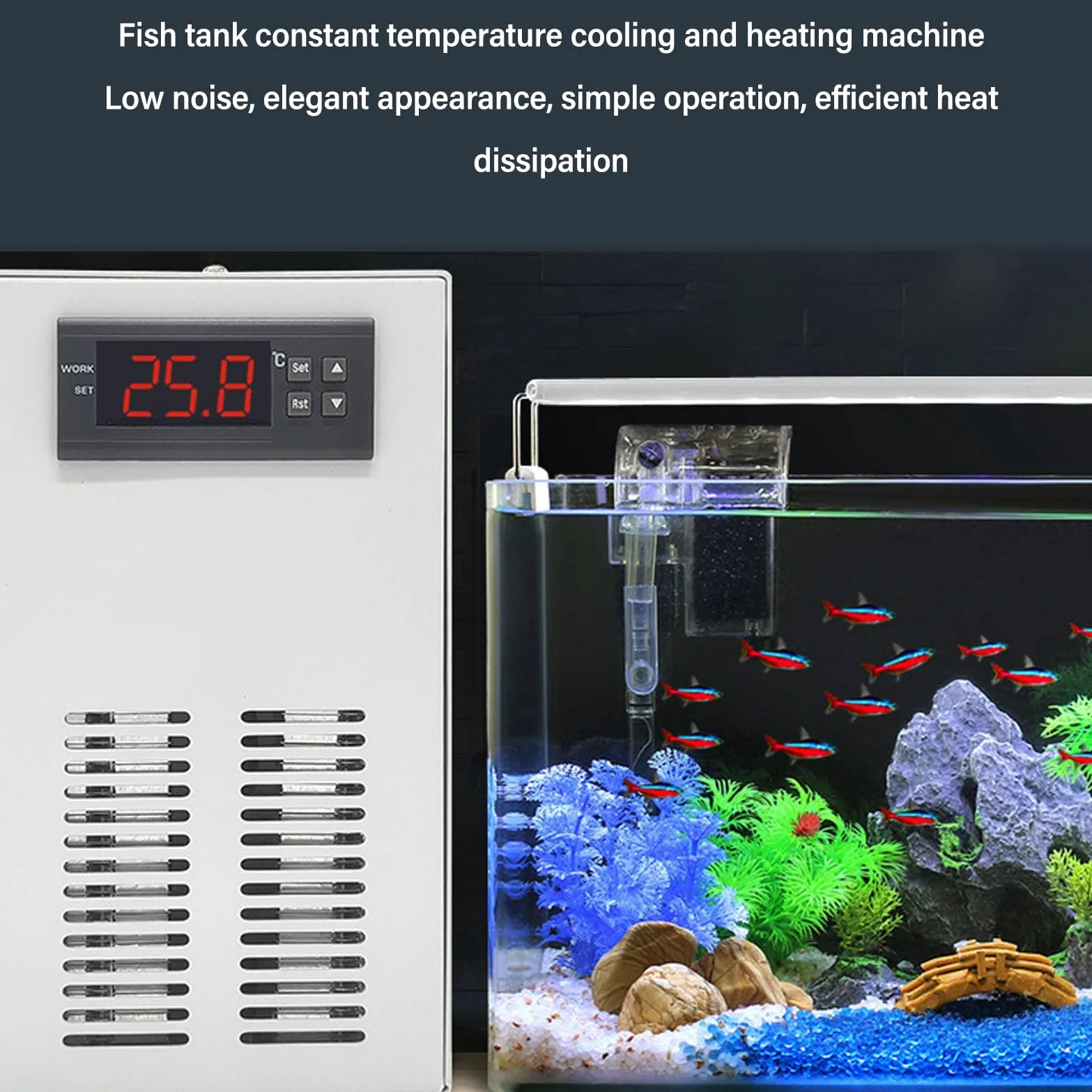 Refrigeratore per Acquario 72 W, Refrigeratore D'Acqua Silenzioso 20 L 3 L/min, Compressore di Refrigerazione per Acqua di Mare e Acqua Dolce, di Raffreddamento per (Spina