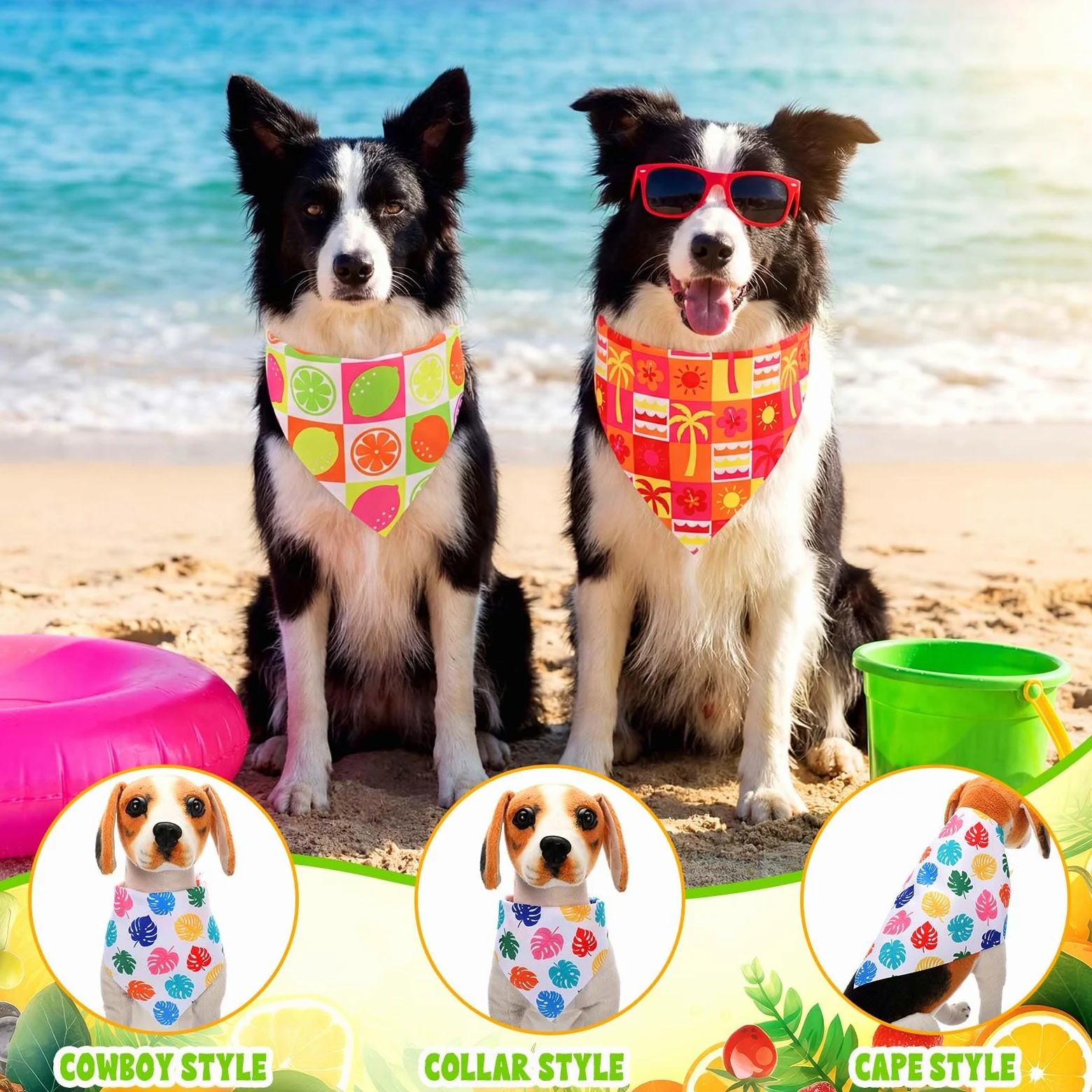 Aliceset 240 bandane estive per cani hawaiane sfuse frutta tropicale Aloha modello colorato fazzoletto per cani bavaglini triangolari sciarpa per animali domestici regali morbidi accessori per costumi