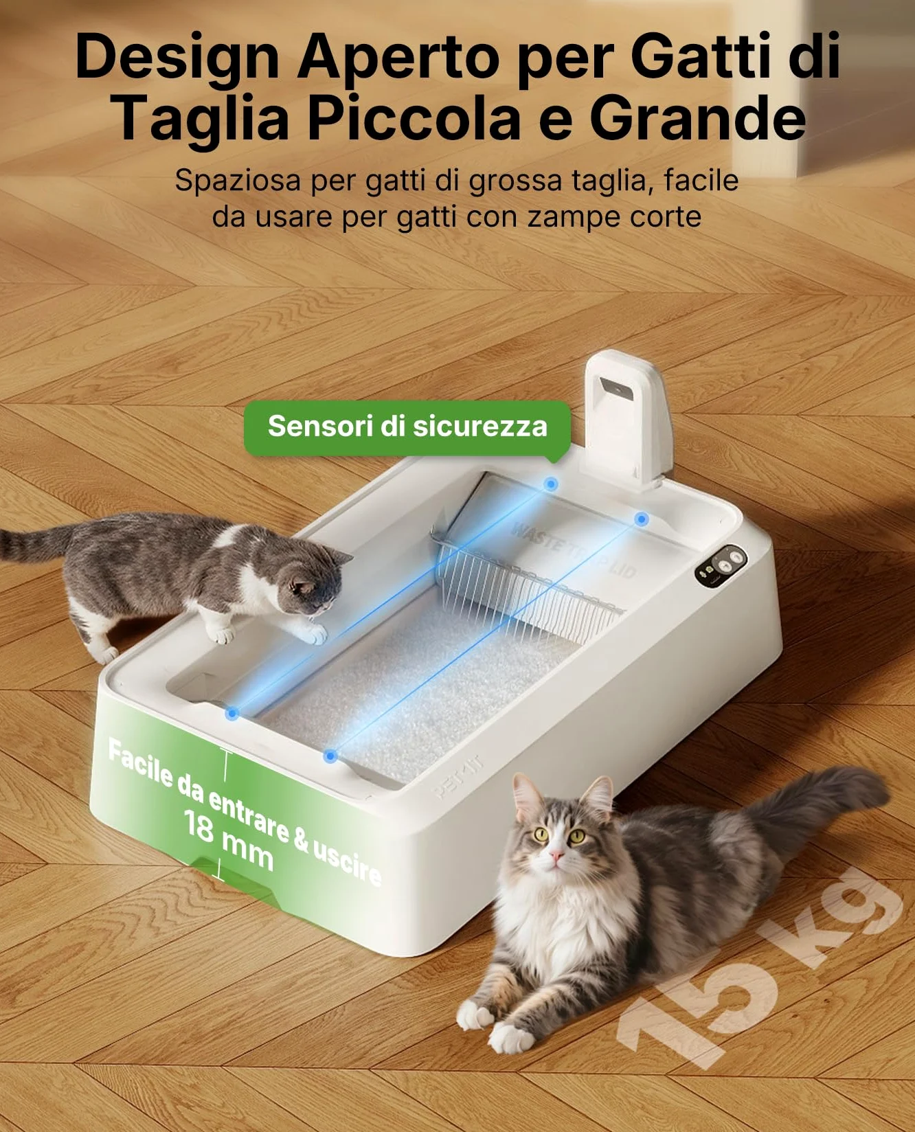 PETKIT PUROBOT Crystal Duo Lettiera Gatto Autopulente con Cappuccio Chiuso, Telecamera AI, Monitoraggio Intelligente della Salute, Pulizia Bidirezionale, Eliminazione degli Odori