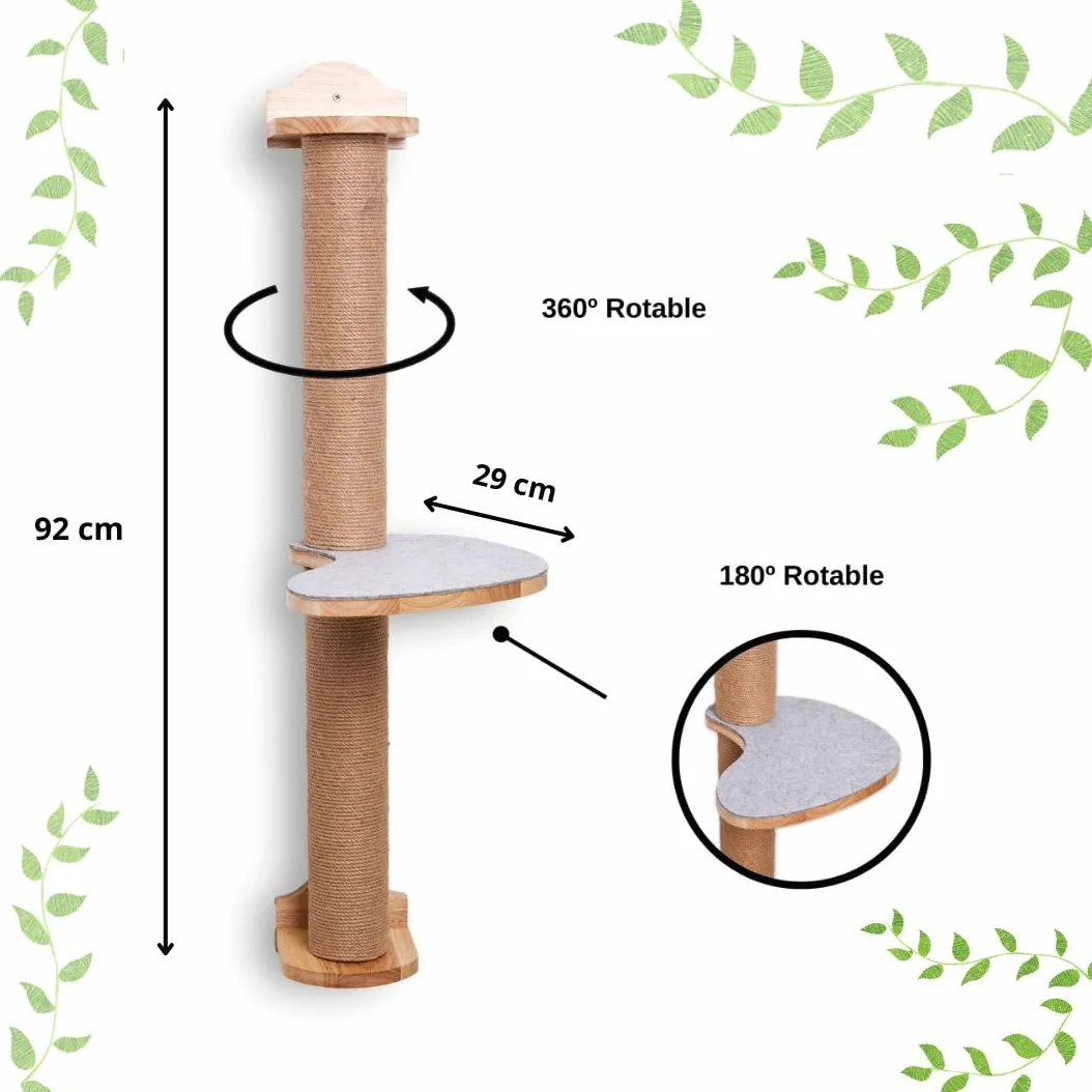 Tiragraffi a parete – Albero tiragraffi da parete facile da montare – Elementi da parete per gatti con piattaforma antiscivolo per stimolare il gioco dei gatti