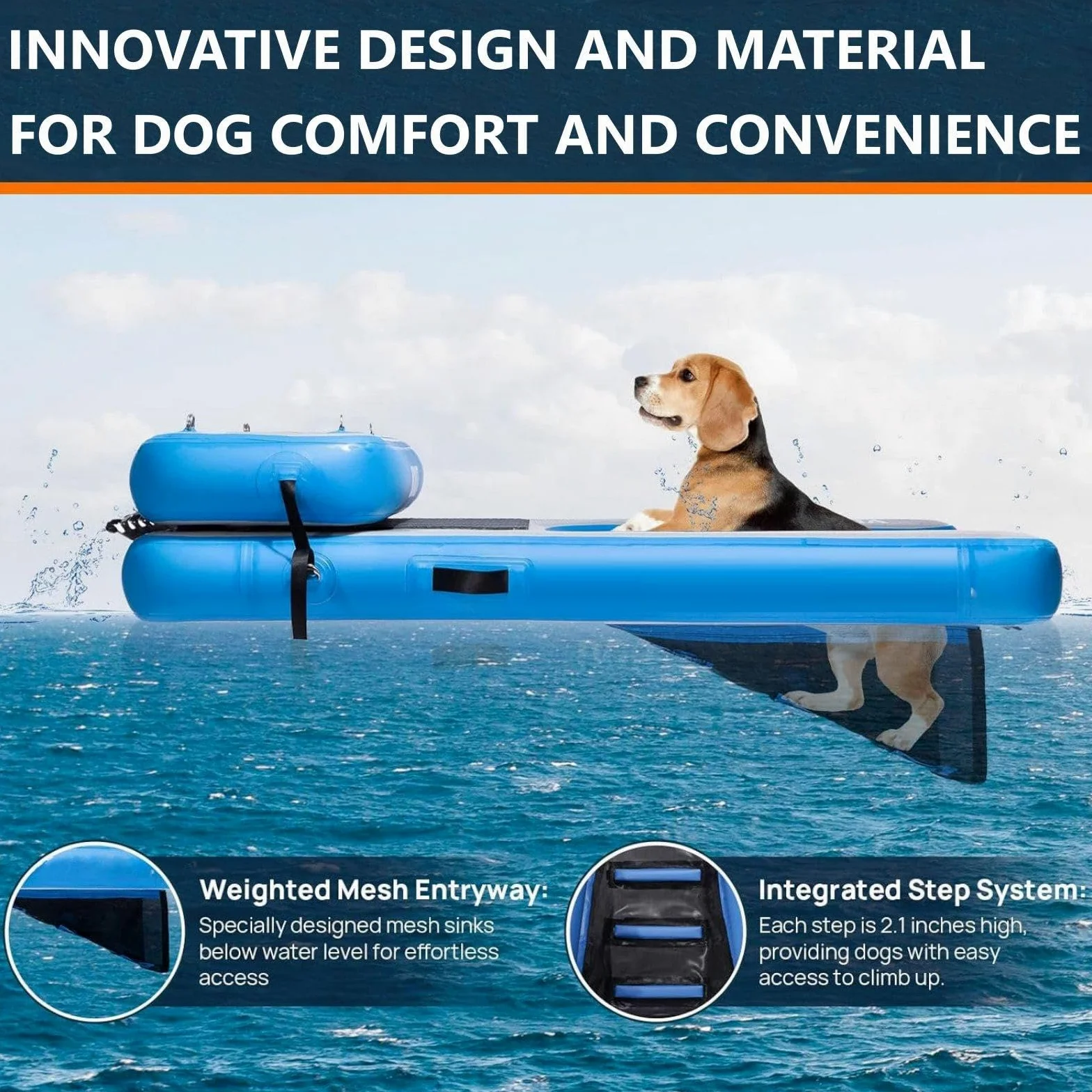 Scaletta portatile per cani con supporto antiscivolo in EVA per un'uscita sicura da barca, piscina, bacino, lago
