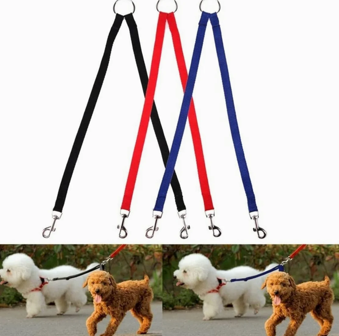 Morbido Guinzaglio Per Cani Guinzaglio Per Accoppiatore Per Cani In Nylon Corda Per Trazione Al Per Due Collare Per Guinzagli Per Cuccioli Antiscivolo Flexi(Black,2 * 45cm)