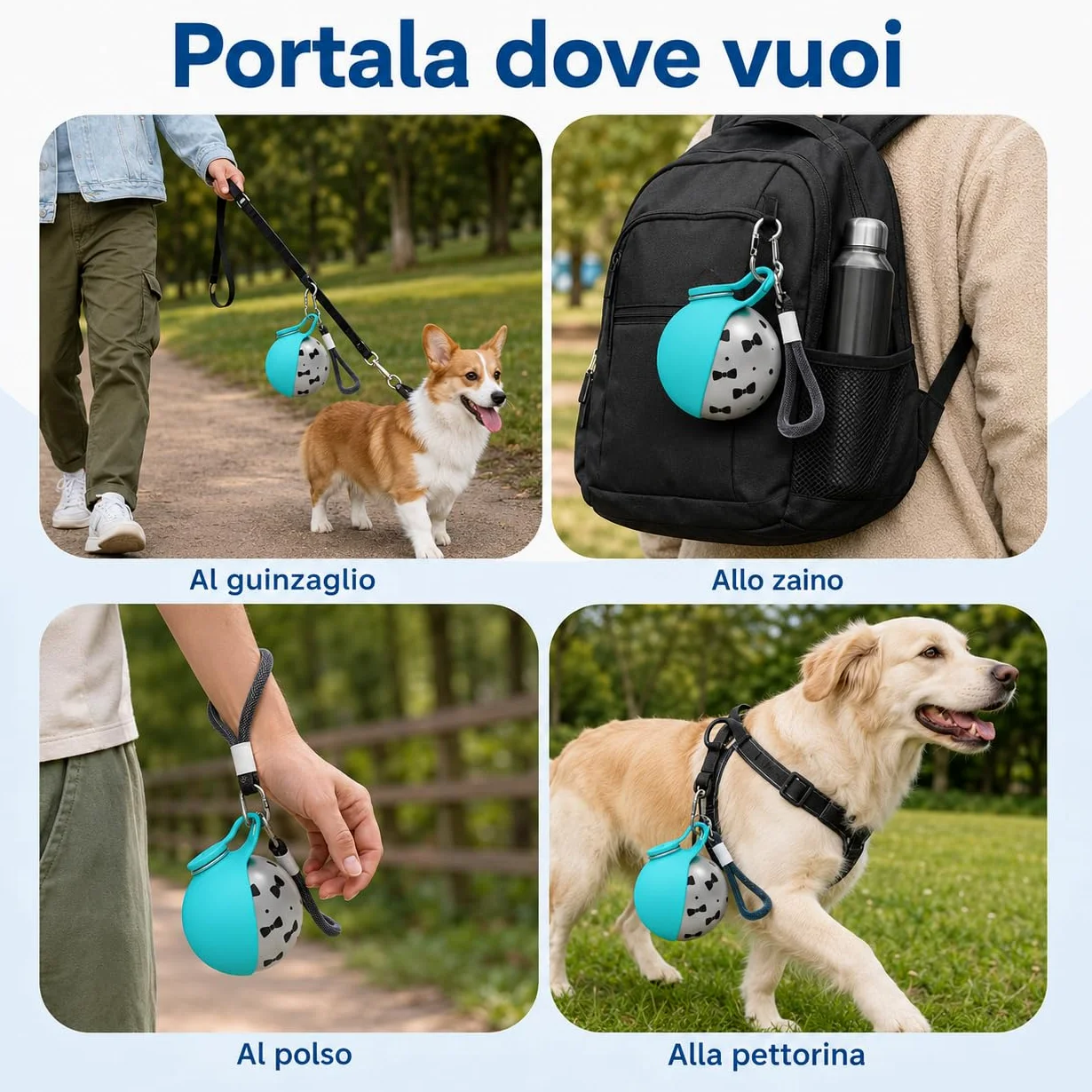 Borraccia per Cani Portatile e Compatta - Bottiglia in Acciaio per Cani in Acciaio Inox da 285ml con Ciotola Pieghevole in Silicone Anti-Goccia (Rosa A+Blu A 285ml)