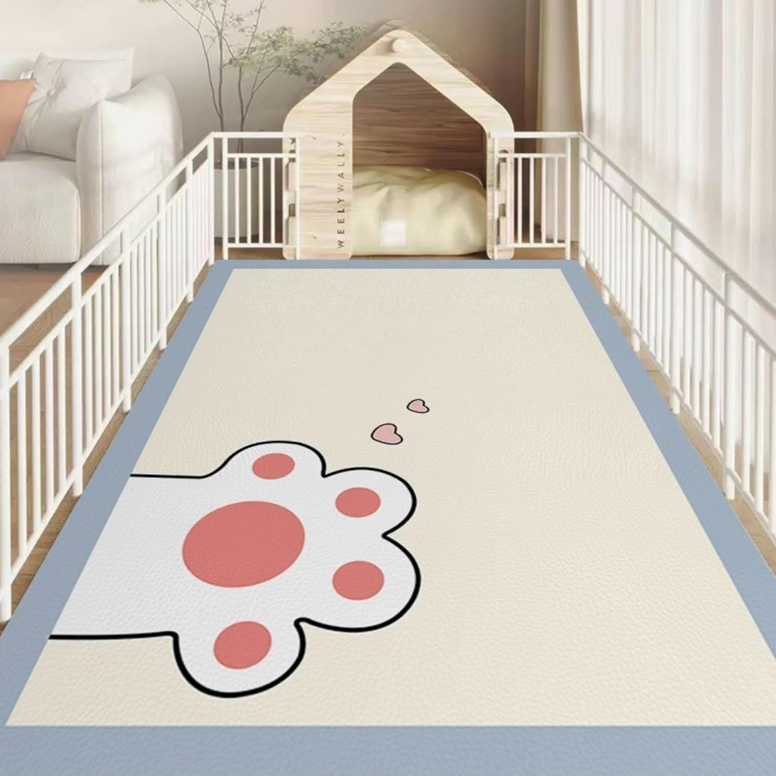 Hixingo Tappetino Ciotola per Cane e Gatto Assorbente, Tappetino Sottociotola per Gatti e Cani Grande Tappetini Lavabile in PVC Impermeabile e Antiscivolo (Gatto rosa,140 * 200cm)