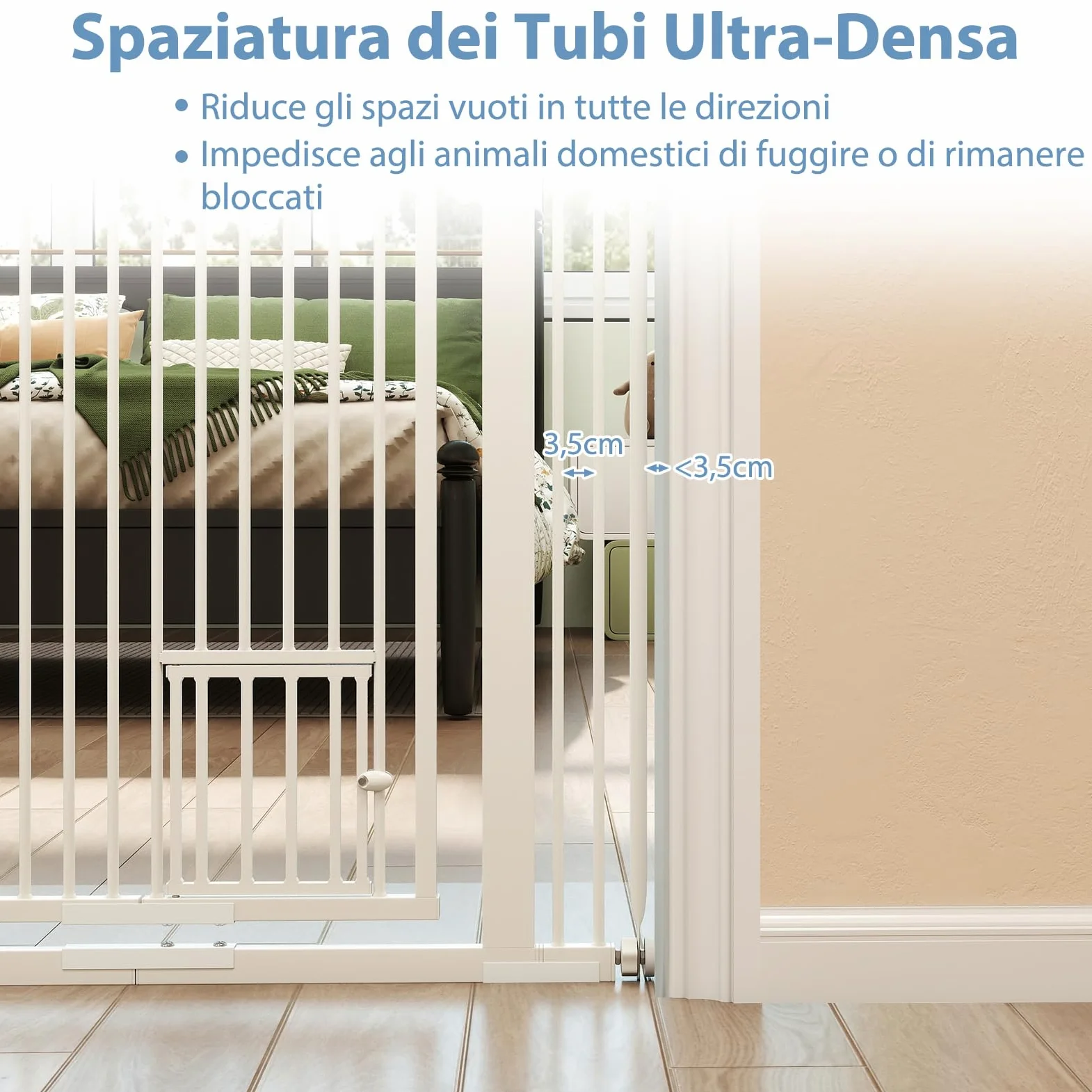 COSTWAY Porta per Animali Domestici Extra Alta, Cancello per Gatti in Metallo Pesante con Apertura da 77-104 cm, 2 Kit di Estensione, Porta Facilmente Percorribile (77-104 cm x 150 cm)