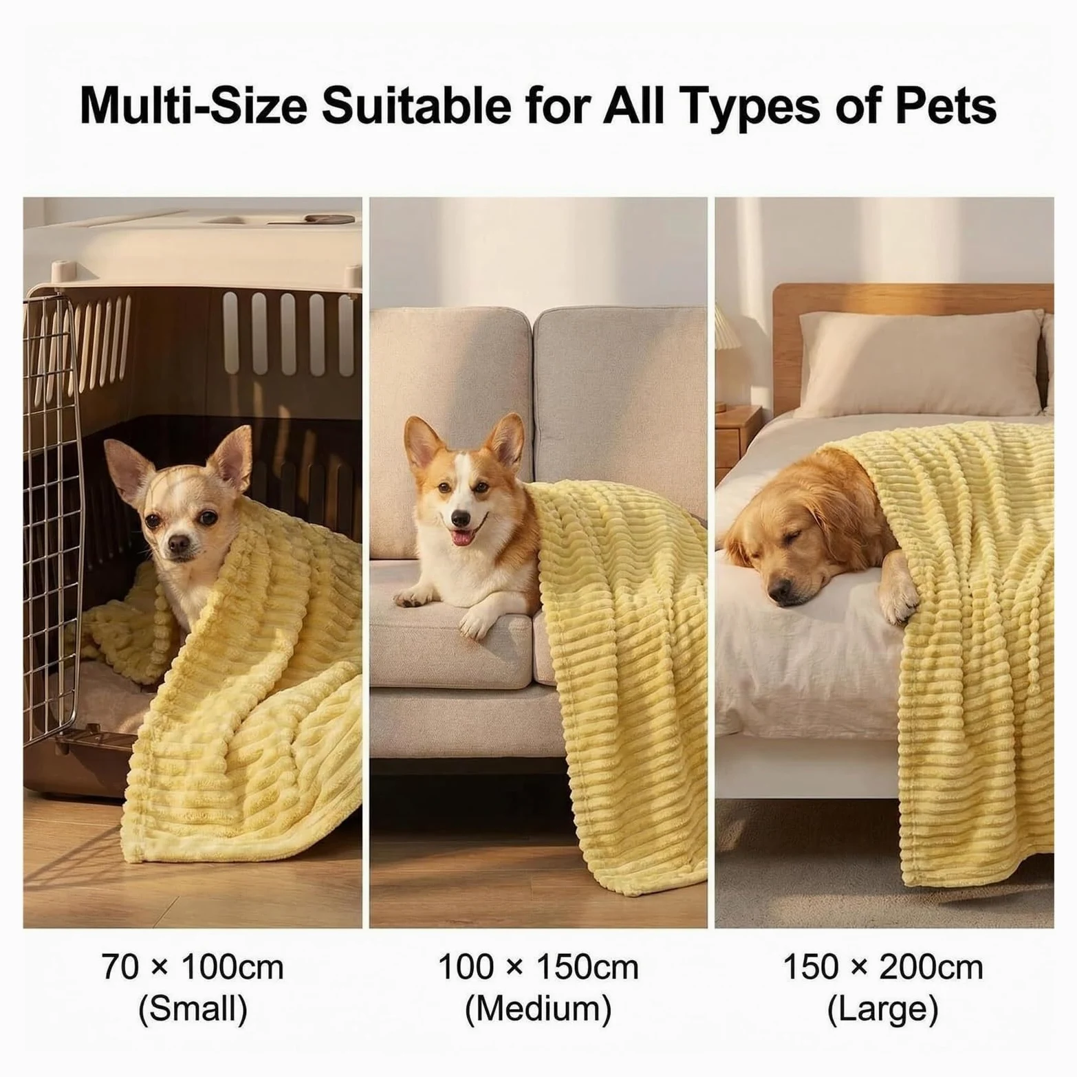 Coperta di supporto emotivo gialla, coperta di sicurezza morbida calmante for l'umore del cane, materiale in morbido pile di coniglio, progettata for animali domestici(Cream,59.05 * 78.74in)