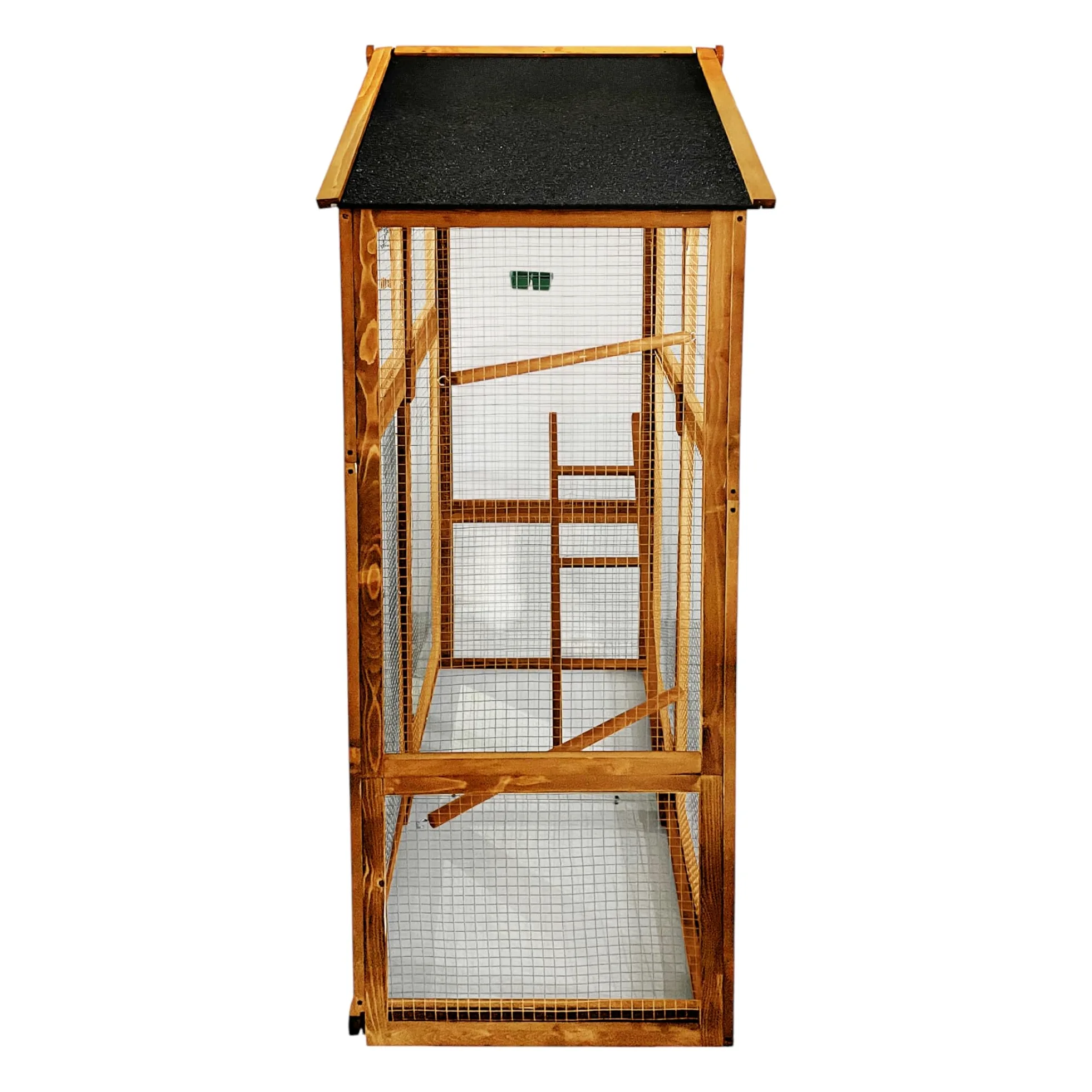 Voliera in legno di abete impregnato, 115 x 58 x 164 cm, colore: marrone/grigio - Gabbia per uccelli con cassetto estraibile - gabbia per uccelli - gabbia per pappagalli - Gabbia per