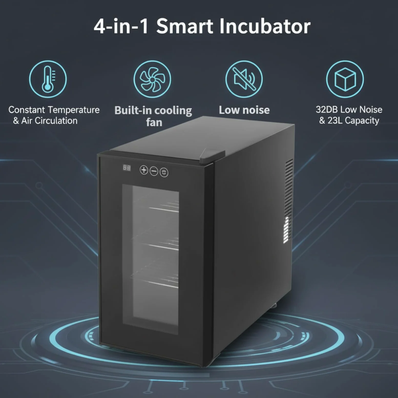Incubatore per tartarughe, 23 l, automatico con display a LED, 10 – 40 °C, macchina per incubatrice automatica per rettili