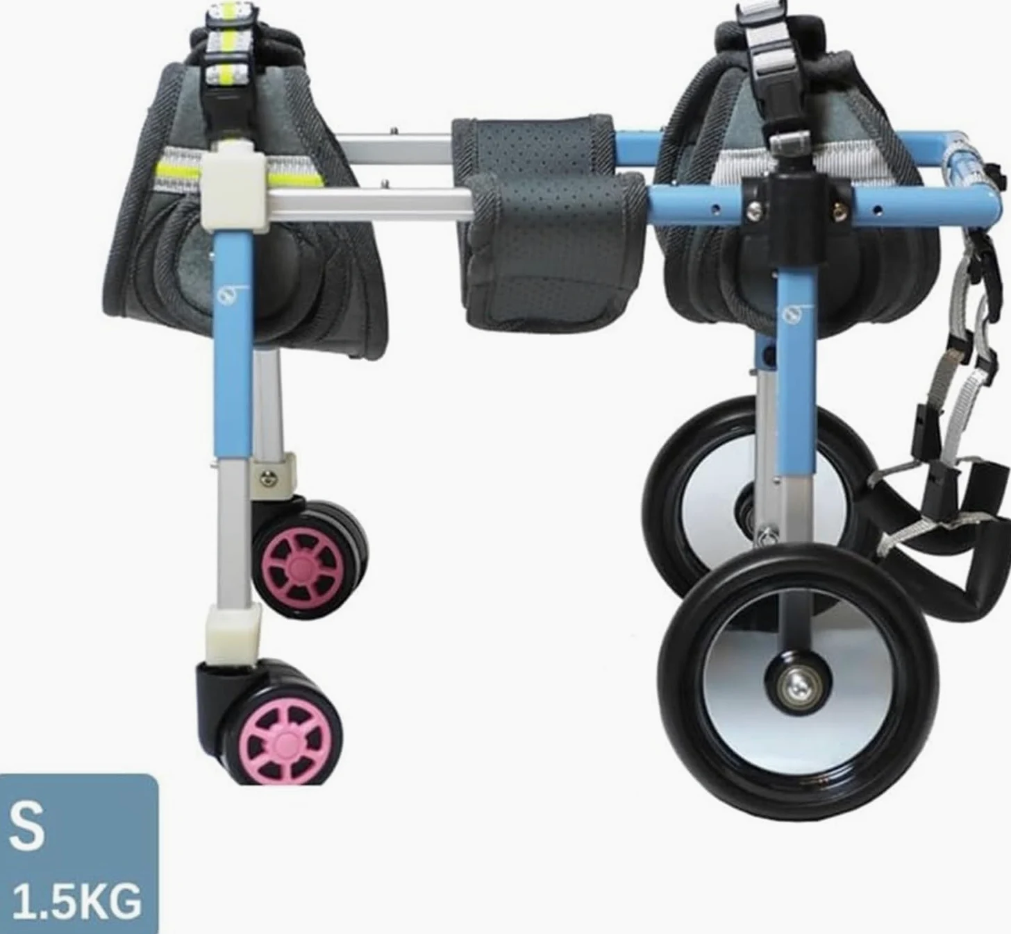 Carrello per La Mobilità del Cane, Cani Anziani Sedia A Rotelle,Supporto Regolabile per Animali Domestici con 4 Ruote per Cani Disabili,Carrozzina per Cani per Zampe Anteriori E Posteriori S