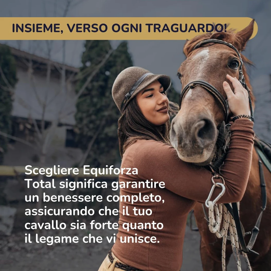 Equiforza Total Integratore in Polvere per Cavalli con BCAA, L-Carnitina, Gamma Orizanolo e Spirulina, Sviluppo Muscolare, Energia e Recupero, 1,5 kg