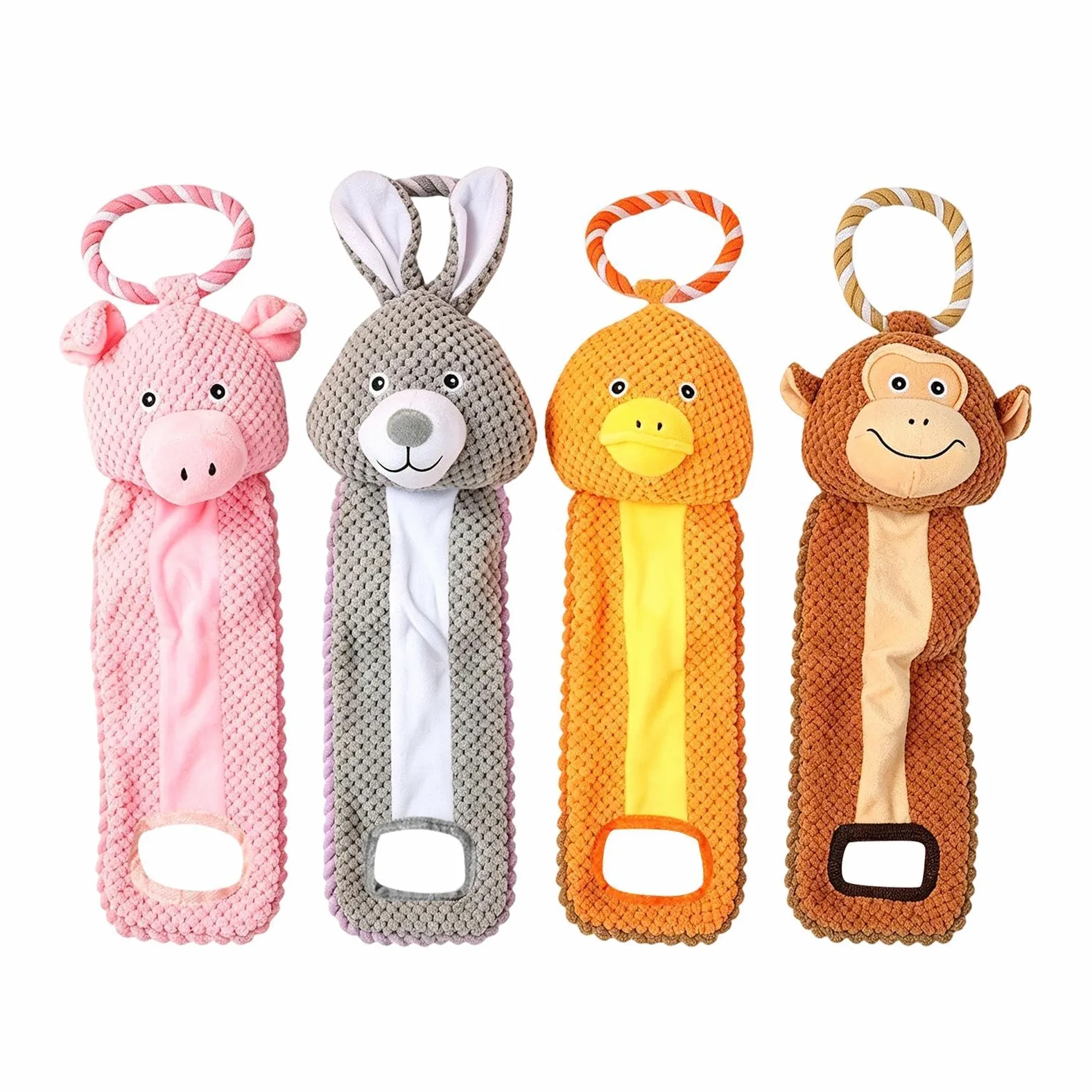 Giocattoli Dentizione Cuccioli 4 Pezzi Articoli Squittenti per Animali | Giocattoli di masticazione robusti in peluche imbottito per cuccioli Per Gatti, Animali, Addestramento, Auto, Mas