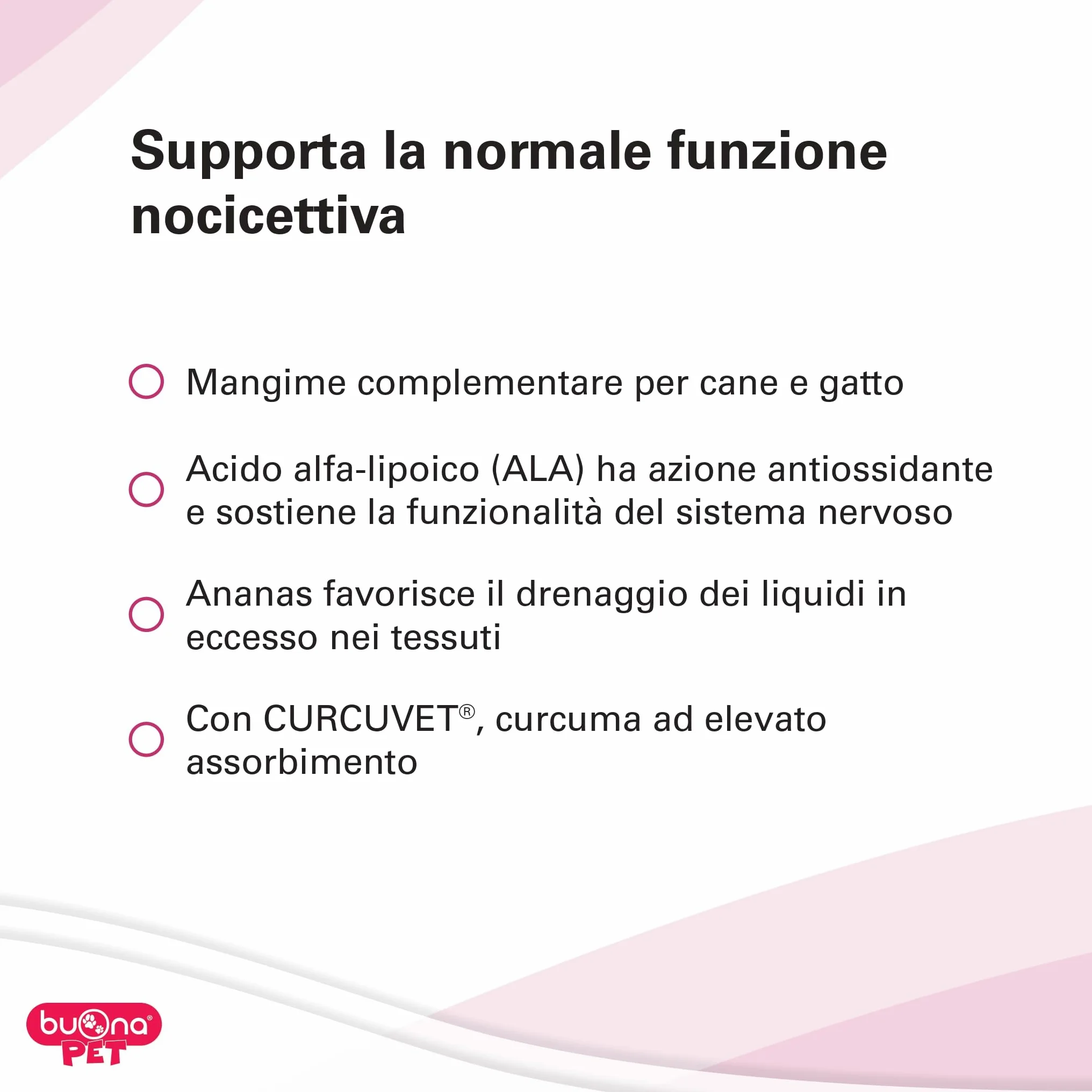 Dolorina Buona Pet Mangime Complementare per Cani e Gatti Con Boswellia, Salice Bianco, Acido Alfa Lipoico, Semi di Canapa e Ananas, Supporto alla Funzione Nocicettiva, 100 Compresse Appetibili
